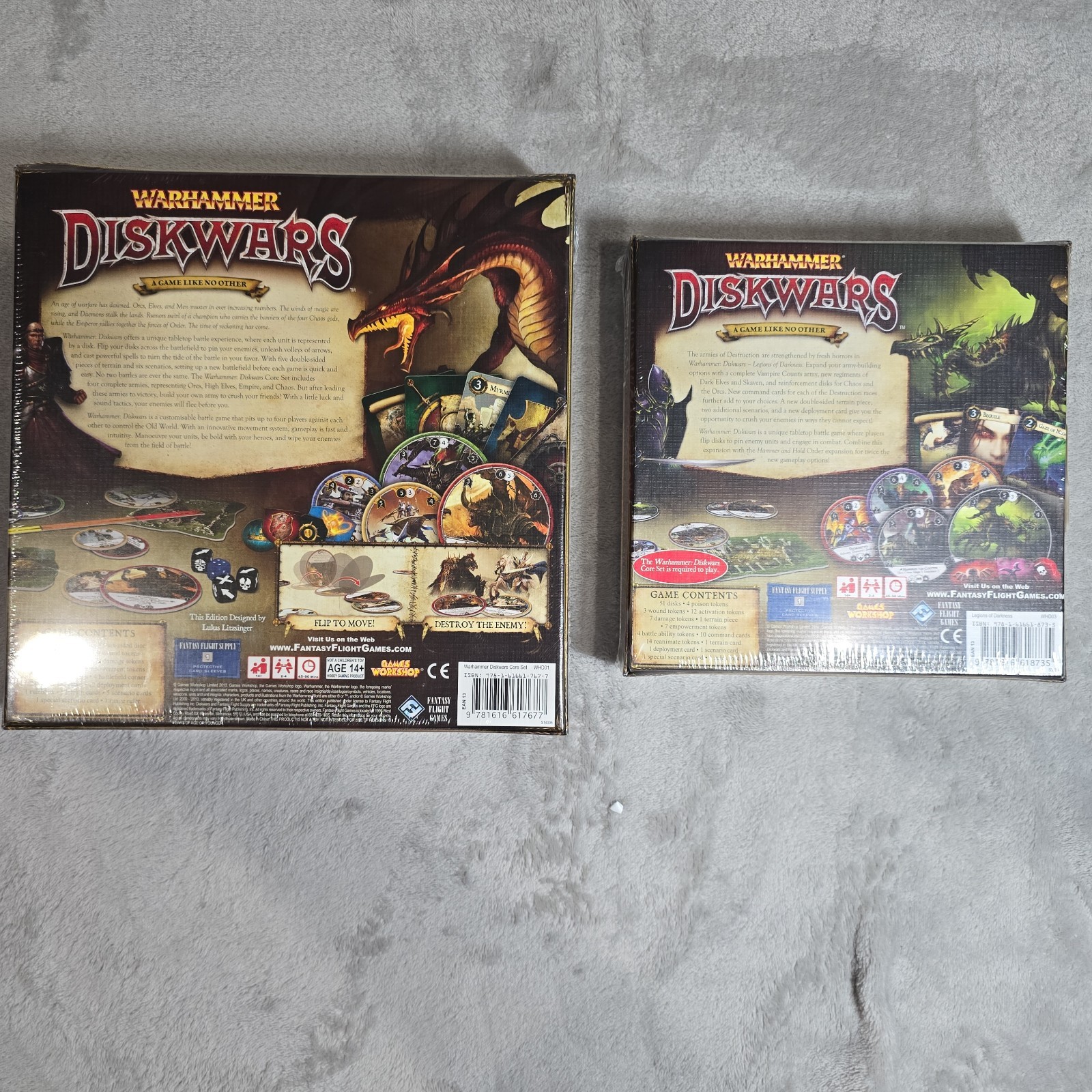 Warhammer Diskwars Game And Legion Of Darkness Expansion Pack. Both Sealed