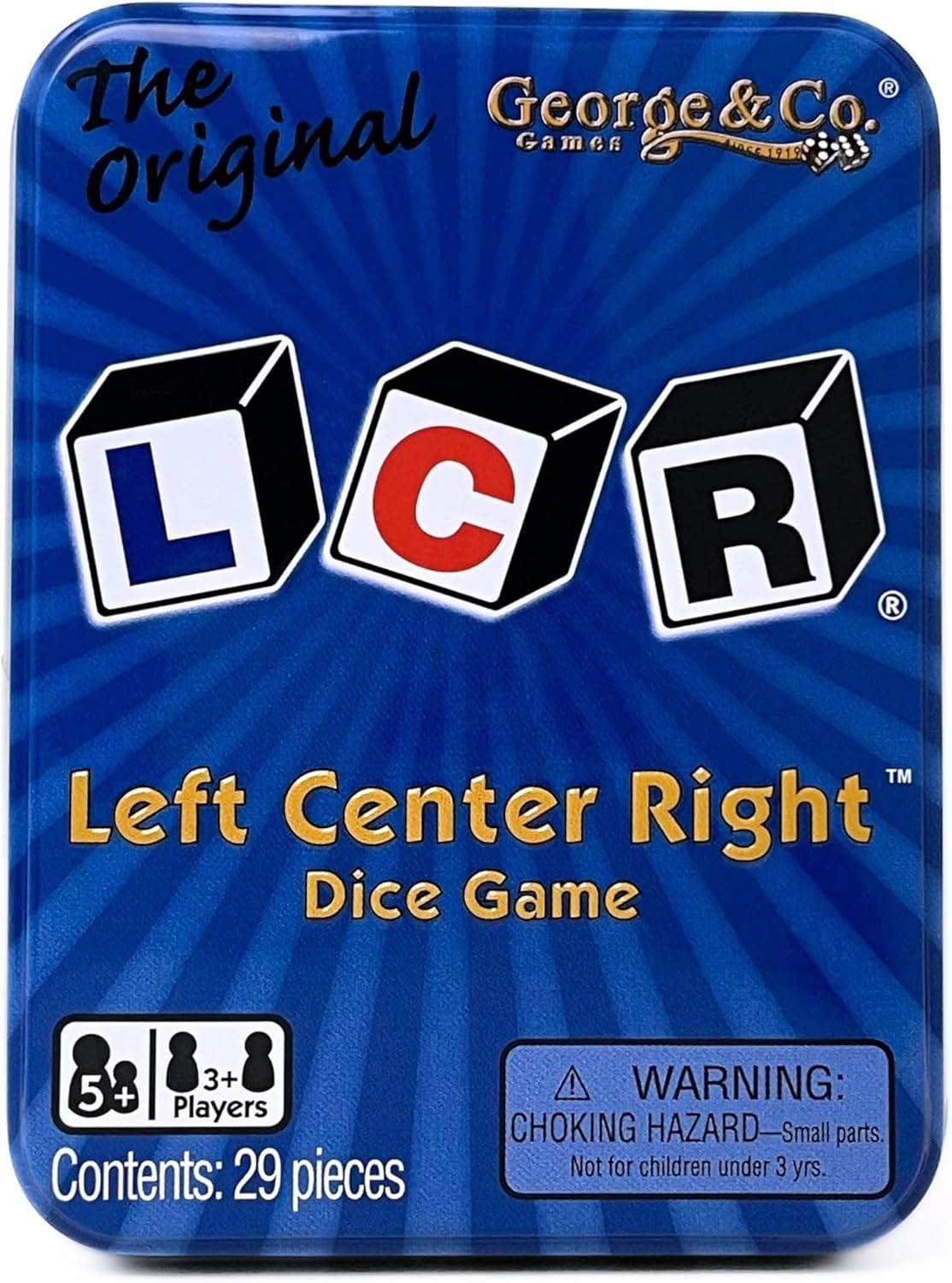 LCR Left Center Right Dice Game – Blue Tin