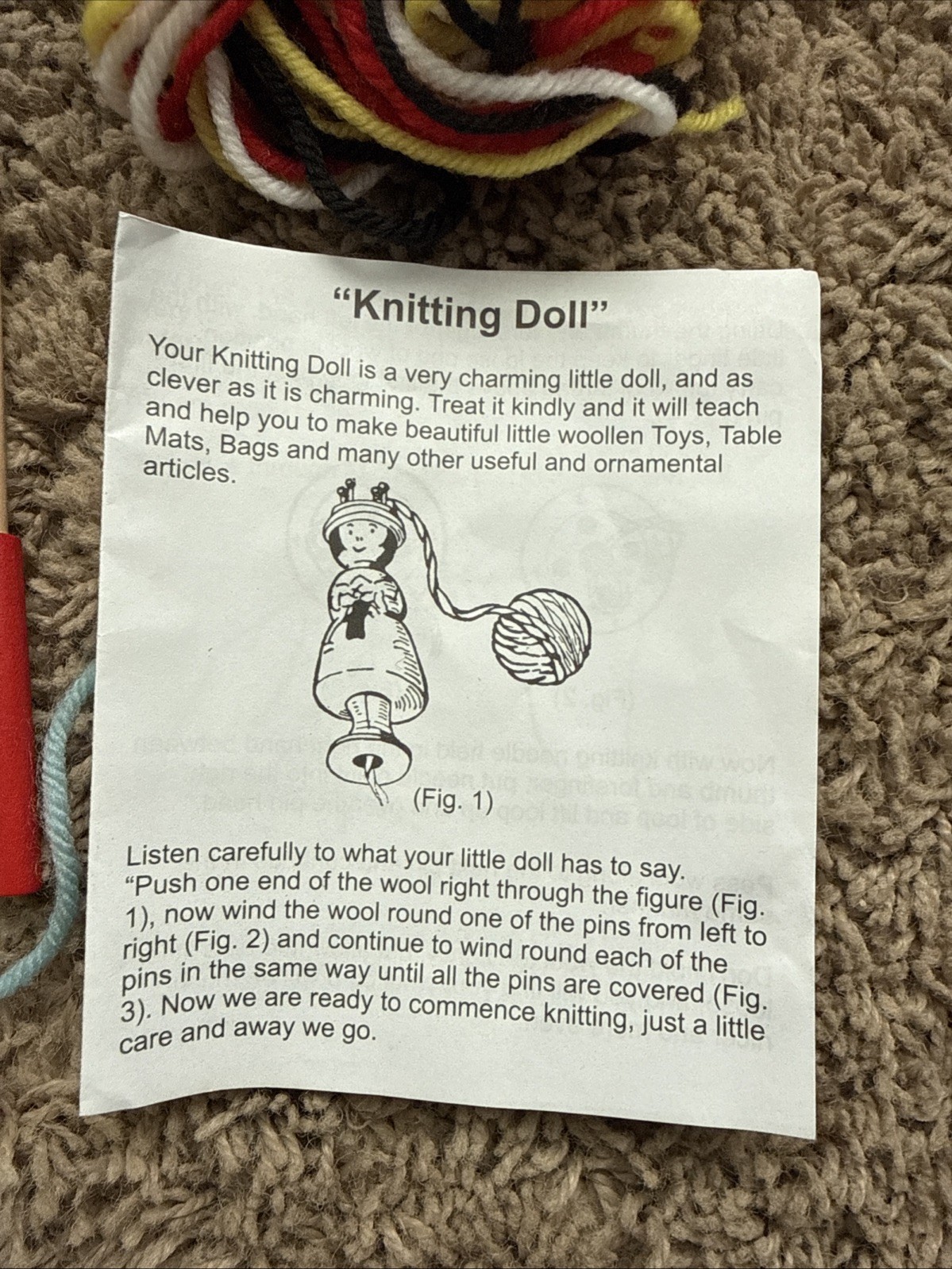 KNITTING DOLL Keeps Our Little Ones Busy With Wool And Wooden Needle 6+ Vintage