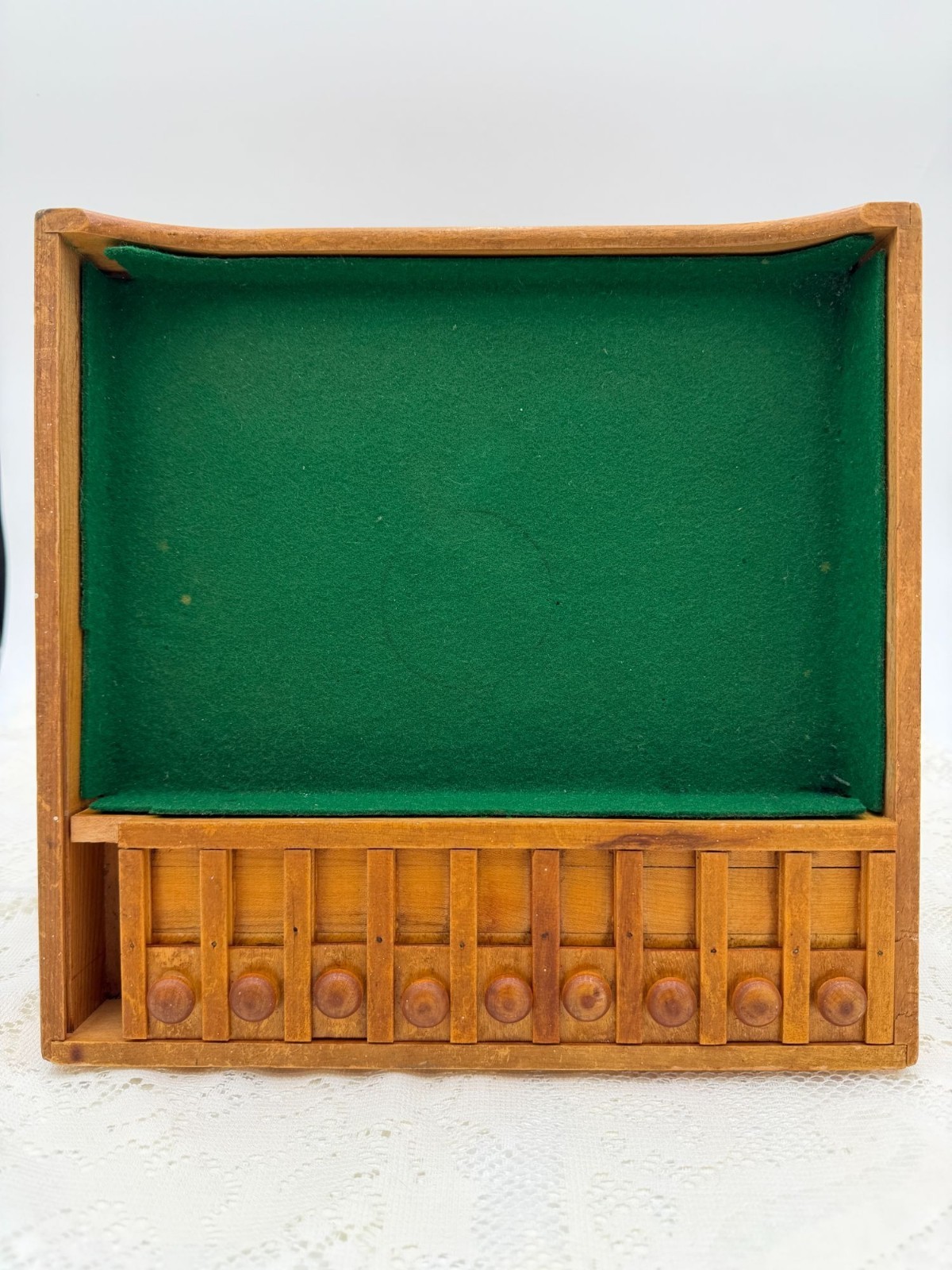 Vintage Shut The Box Wooden Game Felt Surface & Bemis Manufacturing Co. Label