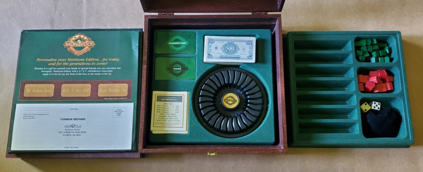 Monopoly Heirloom Edition- Luxury Wood Box, 1997, Complete