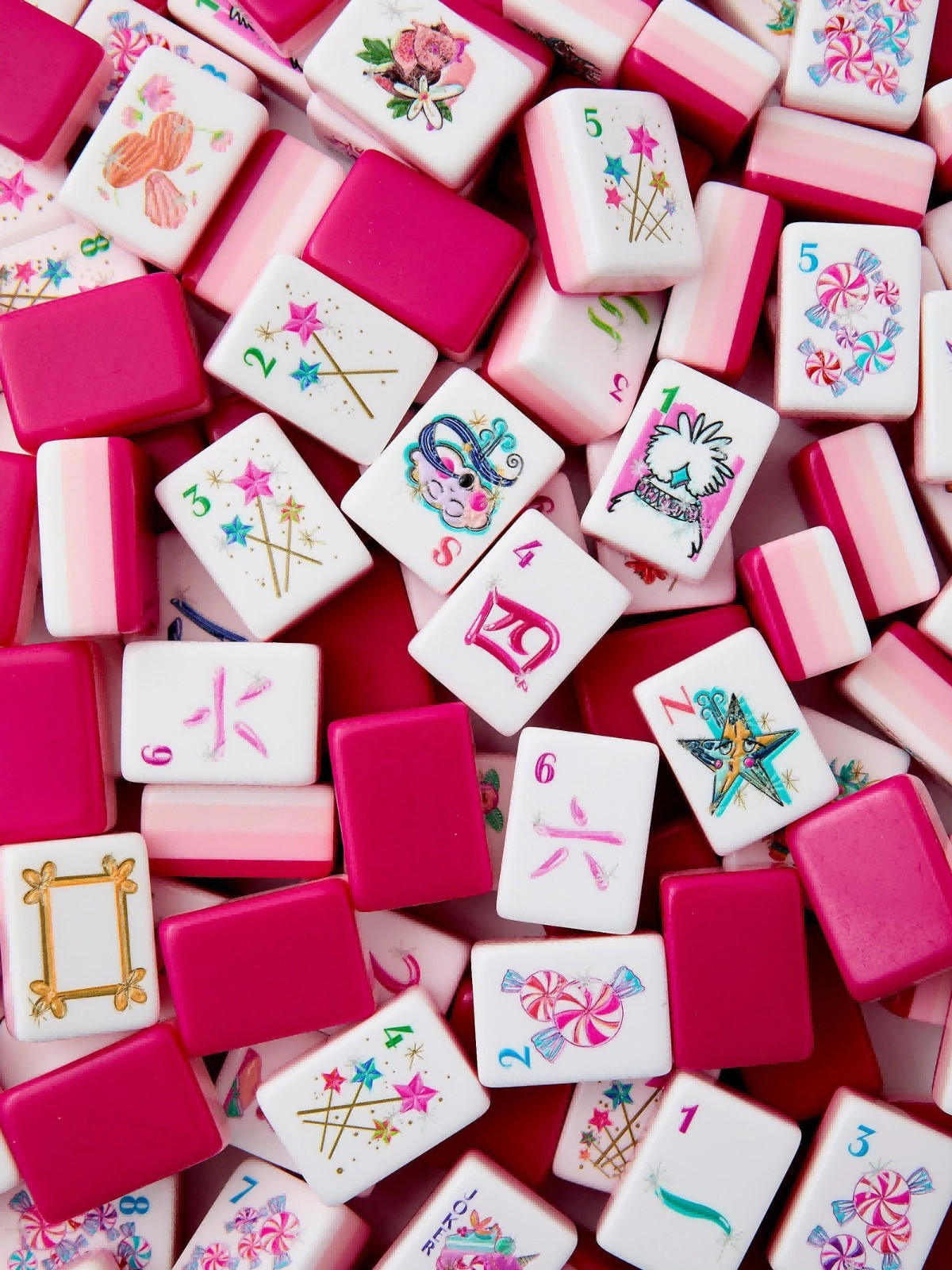 160Pcs 4-Layer Acrylic Candy & Ice Cream Engraved American Mahjong Set fast ship