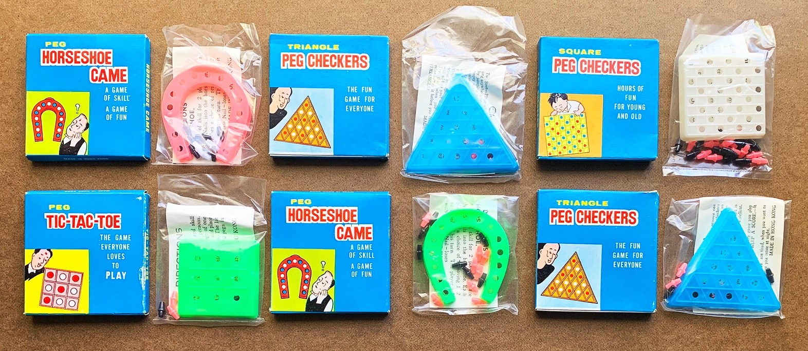 8 Vintage 1960s Rack Toys & Mini Games by Carrousel & Chemtoys – NEW IN PACKAGE!