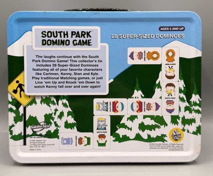 Vintage 2003 South Park Domino Game Metal Tin Sababa Toys Comedy Central Complet