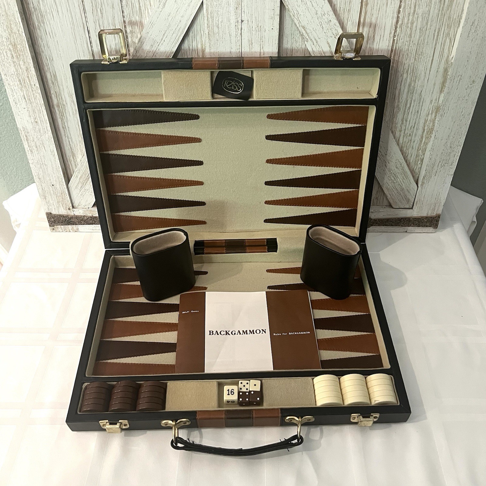 Vintage Reiss Backgammon Travel Game Set Attache Case Complete