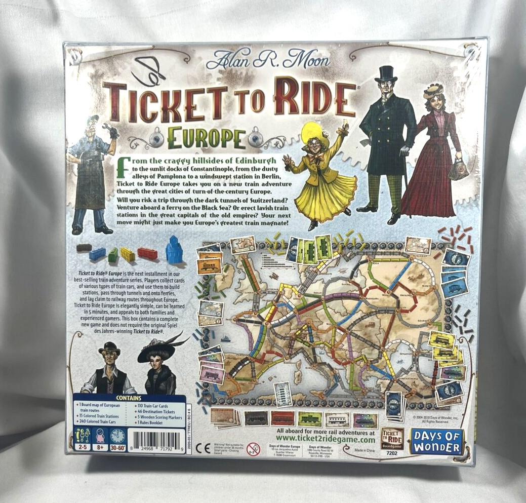 NEW 2019 UNOPENED SEALED RETIRED DAYS OF WONDER TICKET TO RIDE EUROPE BOARD GAME