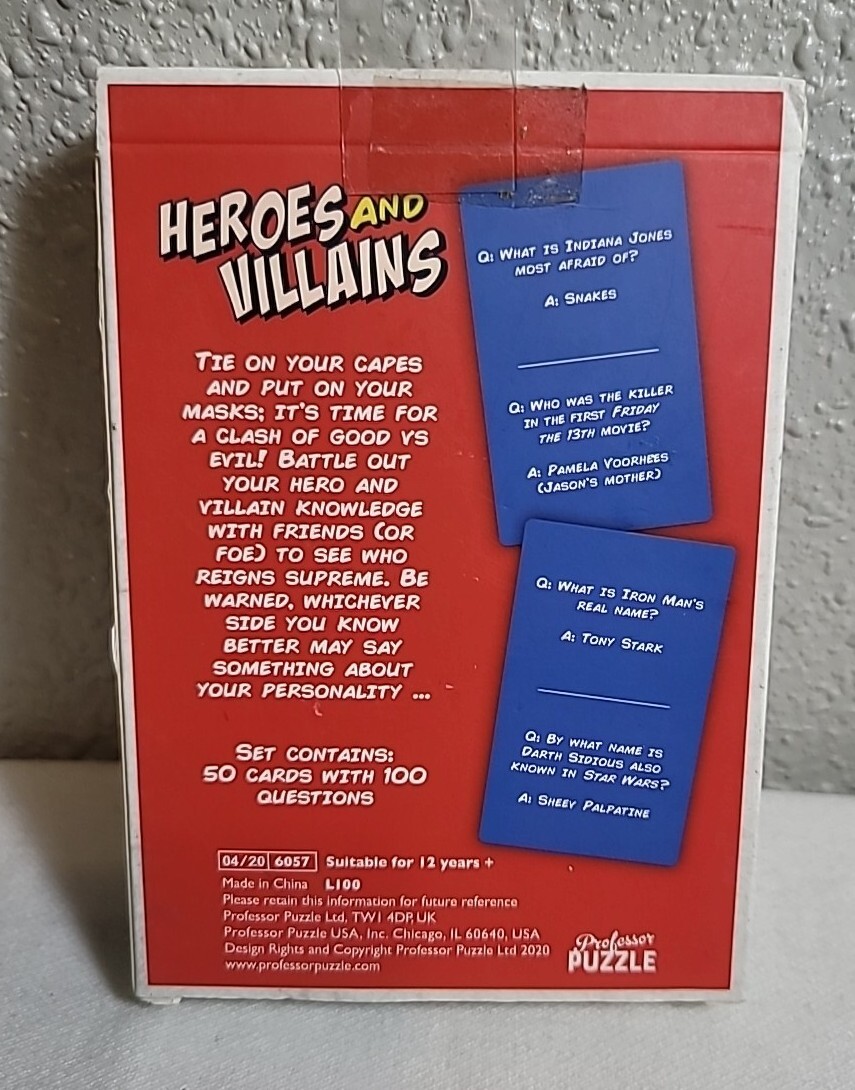 Professor Puzzle – Heroes and Villains Quiz Card Game Suitable for 12+