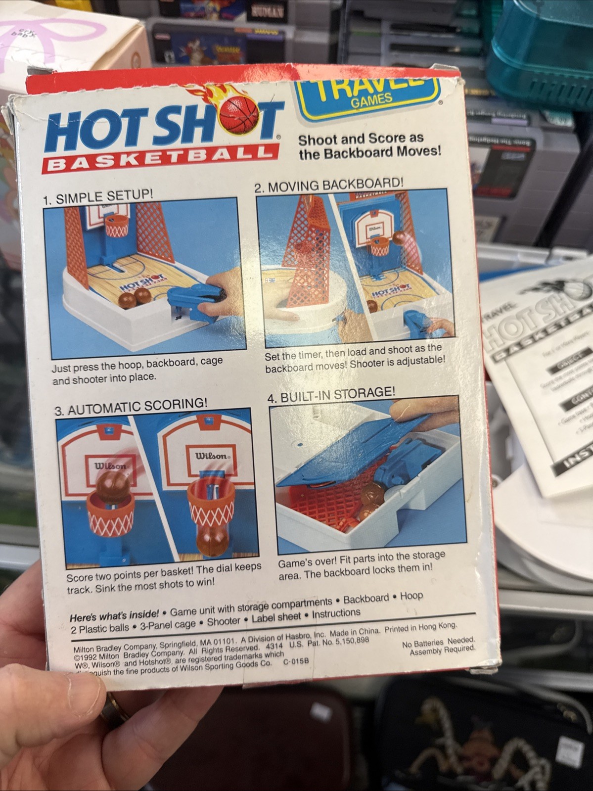 Vintage 1992 Milton Bradley Travel Hot Shot Basketball Game w/ Box – Works!