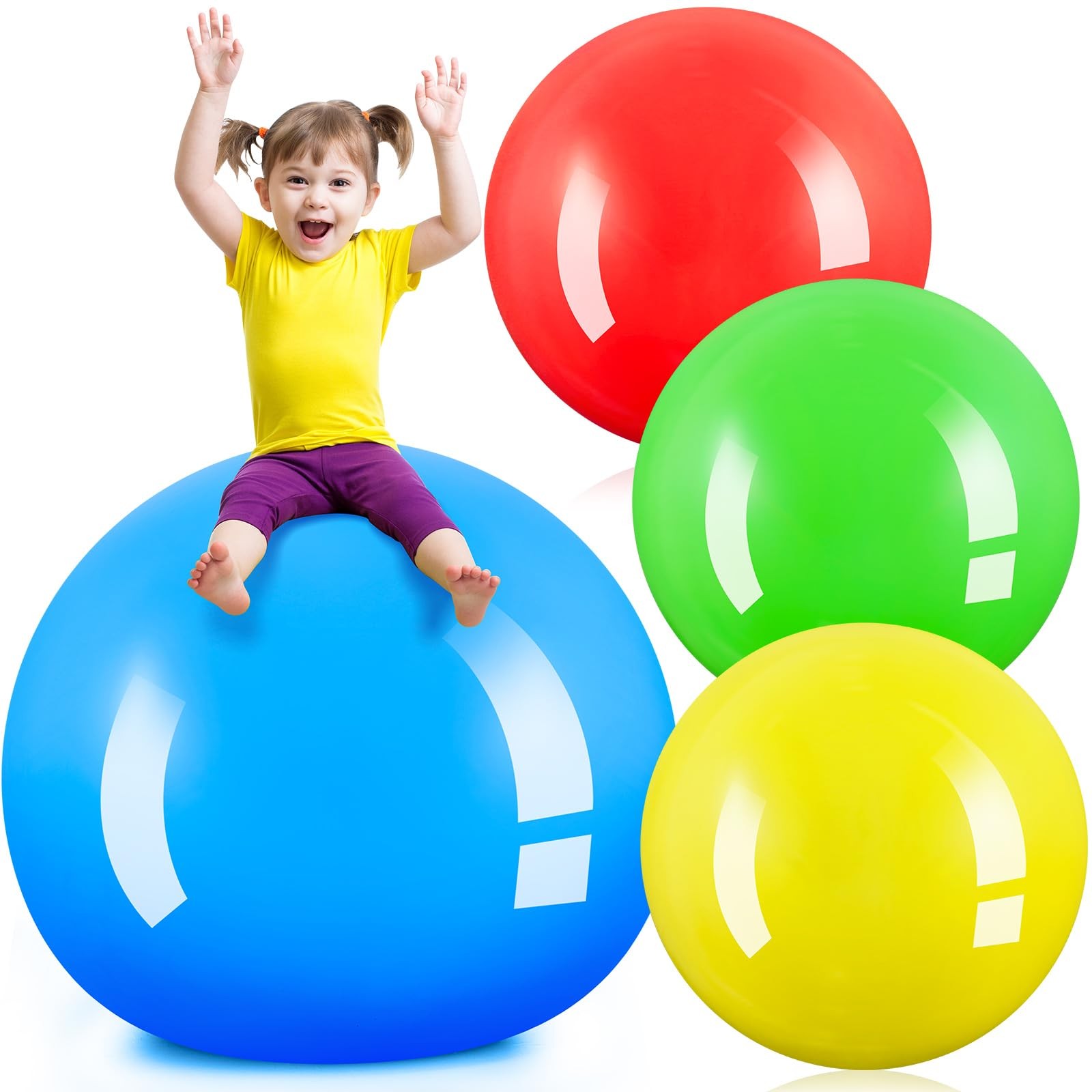 Balls 4 Pcs 30 Inch Giant Inflatable Rubber Kids Kickballs Bouncy Jenaai Large