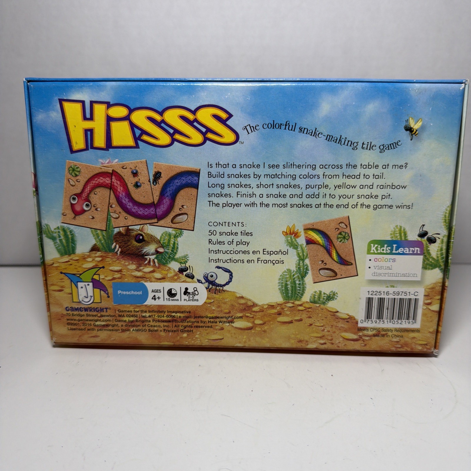 Gamewright Hisss Snake Matching Tile Game Complete Family Kids