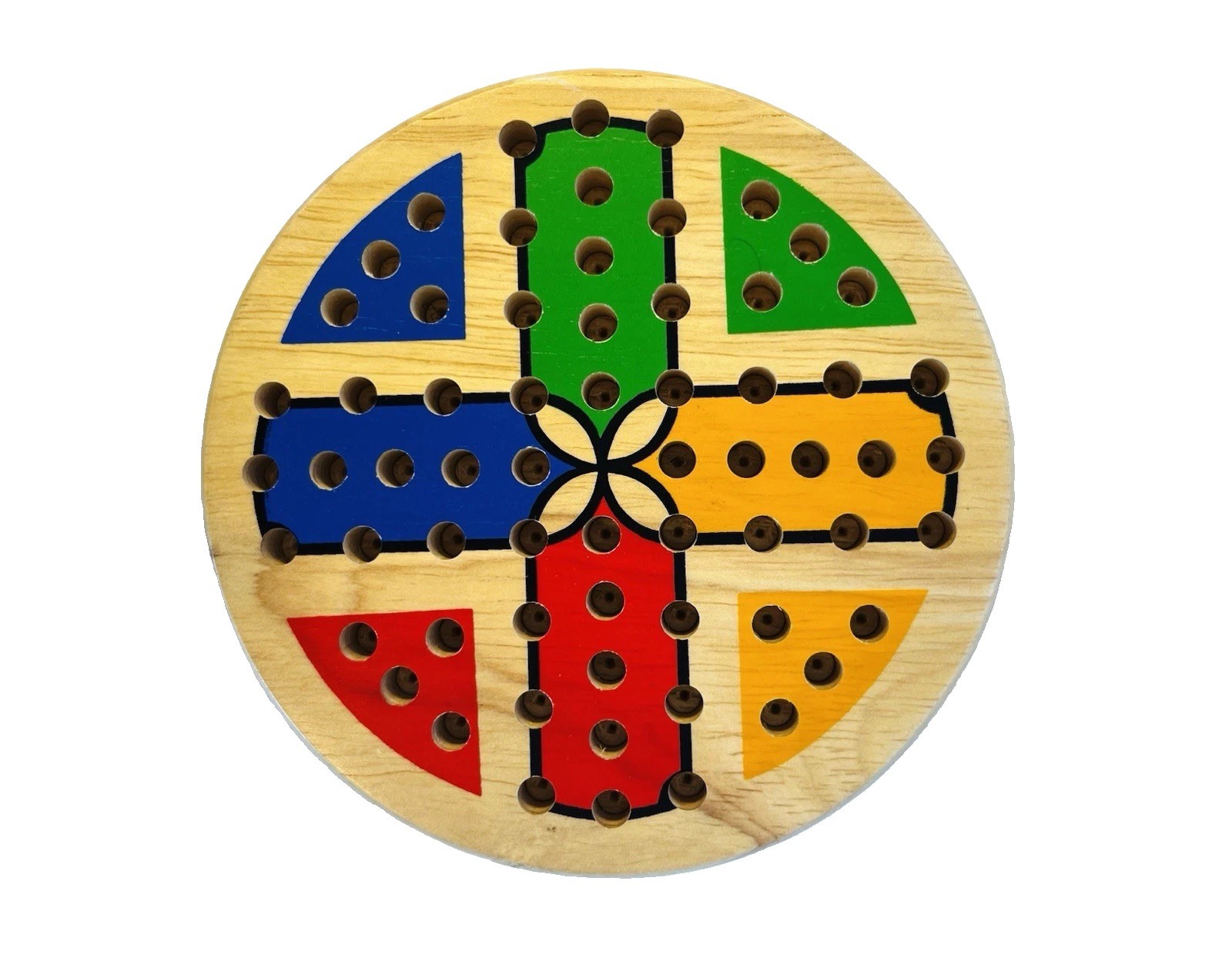 Vintage Pintoy Wooden Ludo Travel Game 5” Complete w/ Box Round