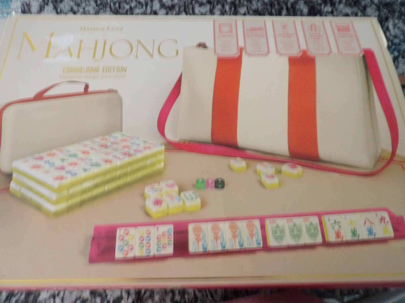Maison Lude Mahjong Cirque Jong Edition 160 Tile Set Premium Mat Leather Bag New