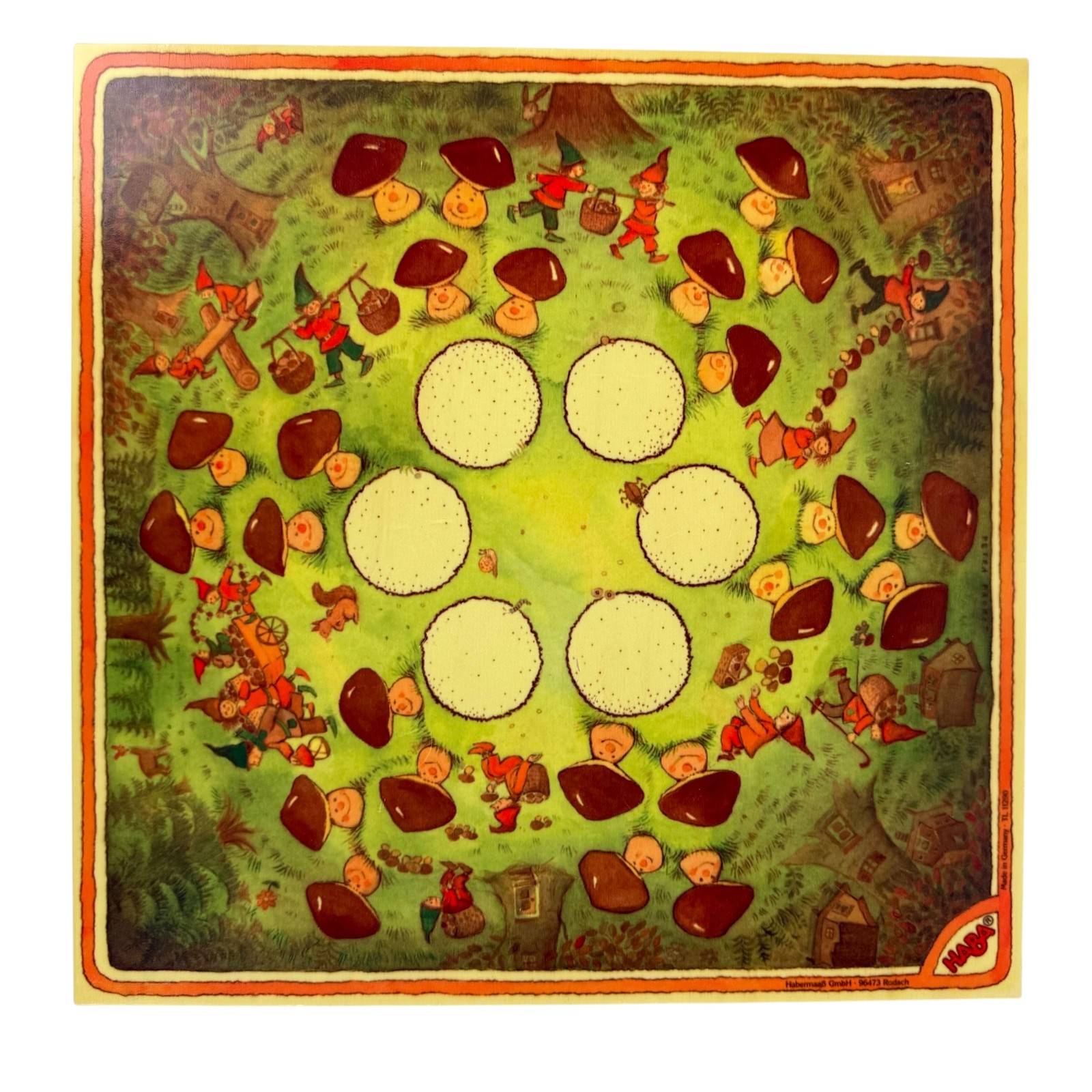 VTG 1997 Willy Woodgoblin Haba Wooden Board Memory Game Mushrooms Germany RARE