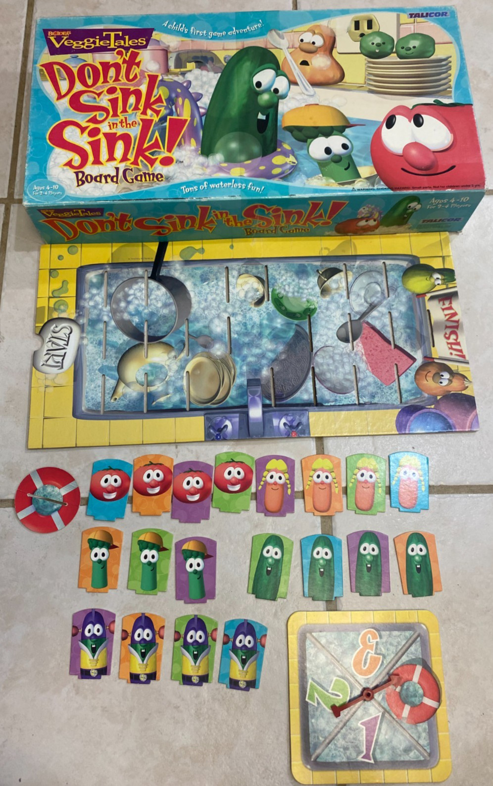 VeggieTales Don’t Sink in the Sink! Board Game Missing 1 Piece Veggie Tales