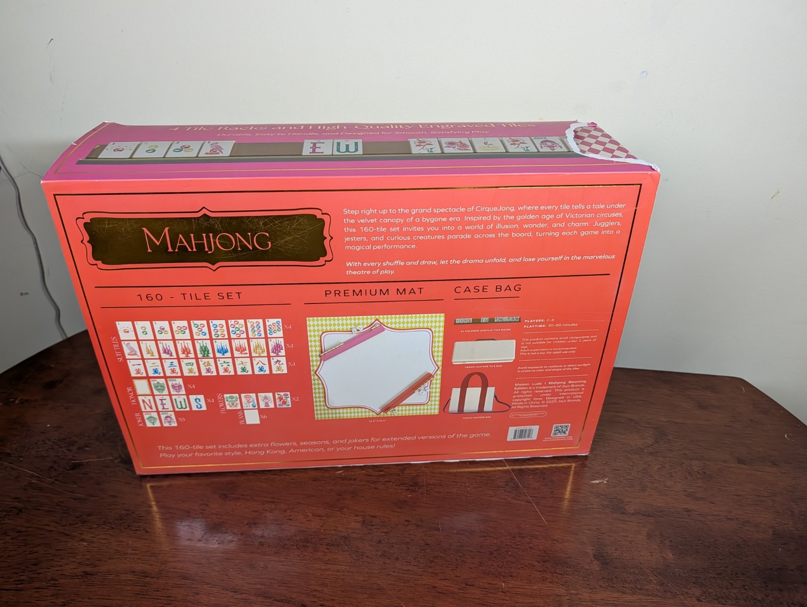 Maison Lude Cirquejong Mahjong Set 160 Tiles Racks Mat Carrying Case New