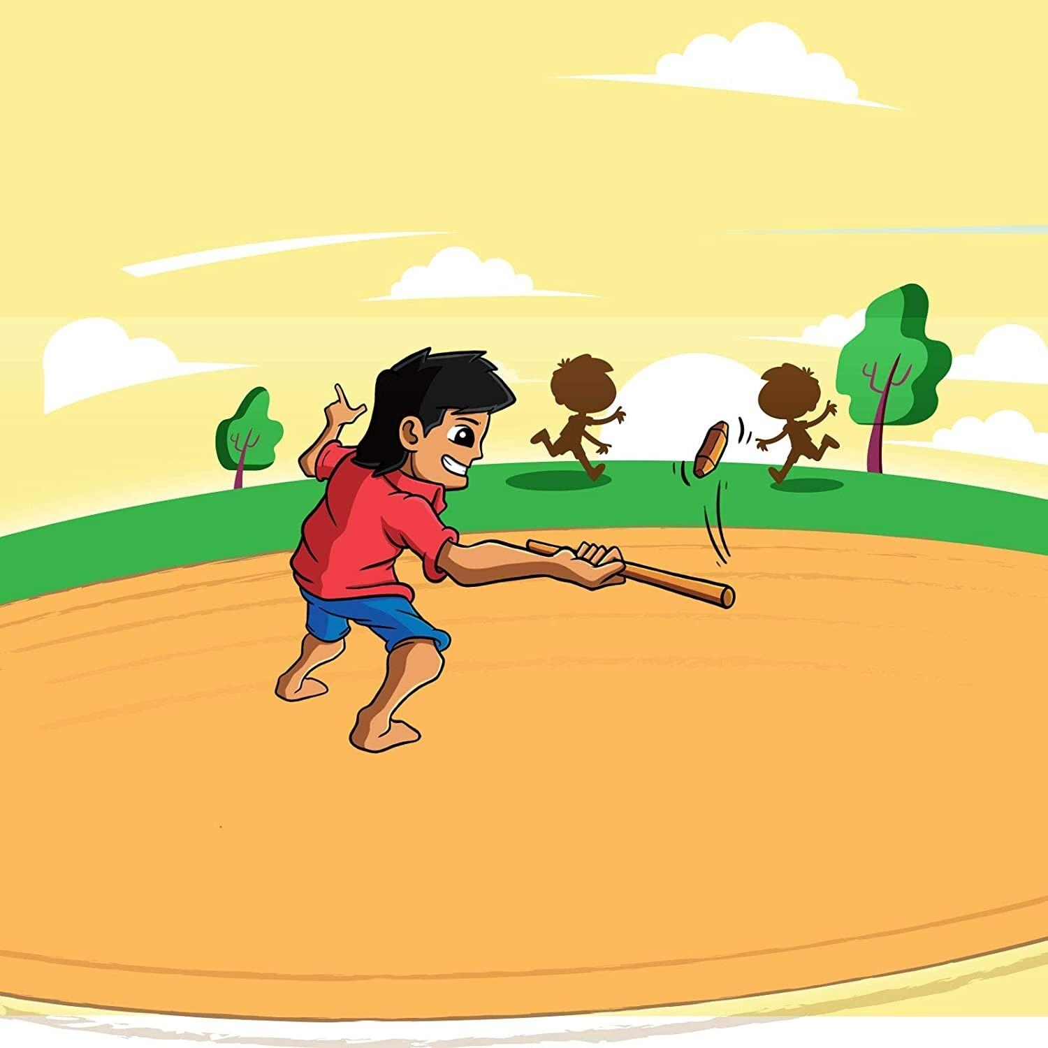 Traditional Outdoor Game of India Wooden Stick For Kids & Adults 2 Teams 8 Years