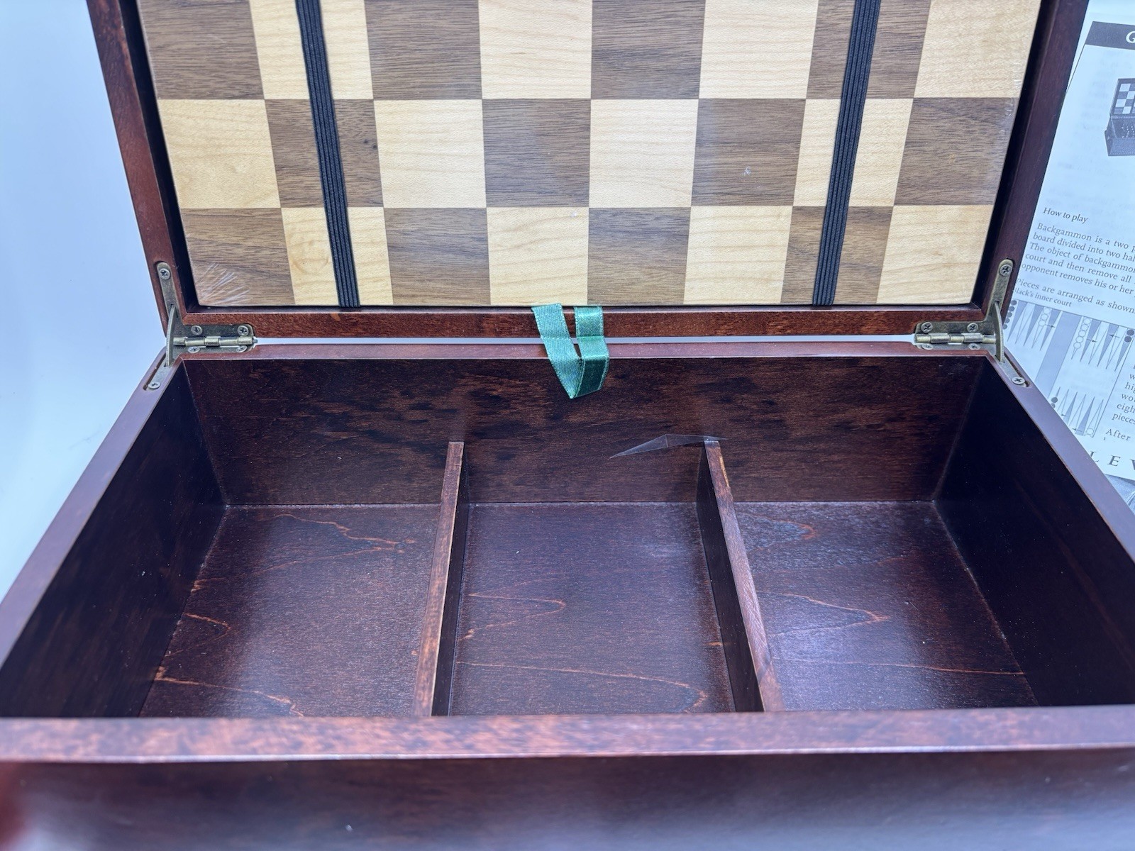 Levenger Wood Game Treasure Chest Chess Checkers Dominoes Cribbage Poker Dice
