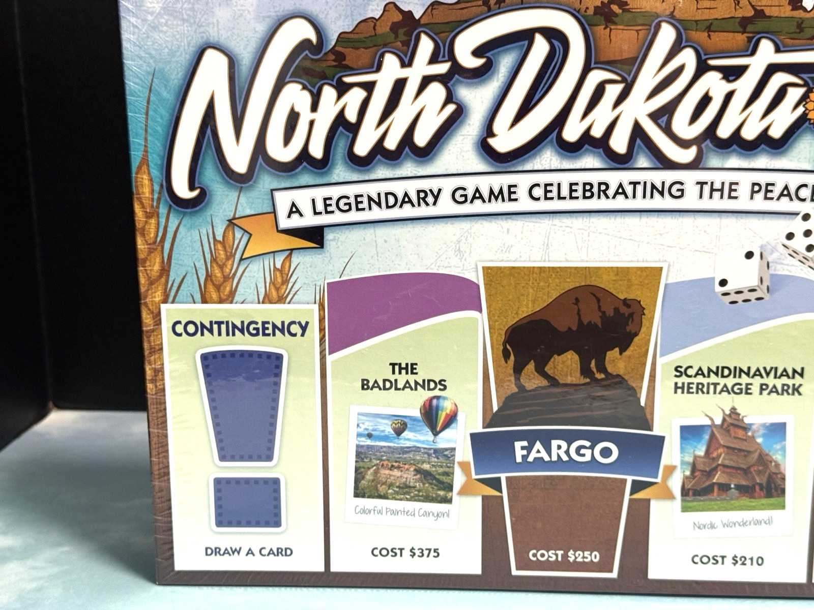 North Dakota-Opoly Monopoly style board Game Celebrating Peace Garden State NEW