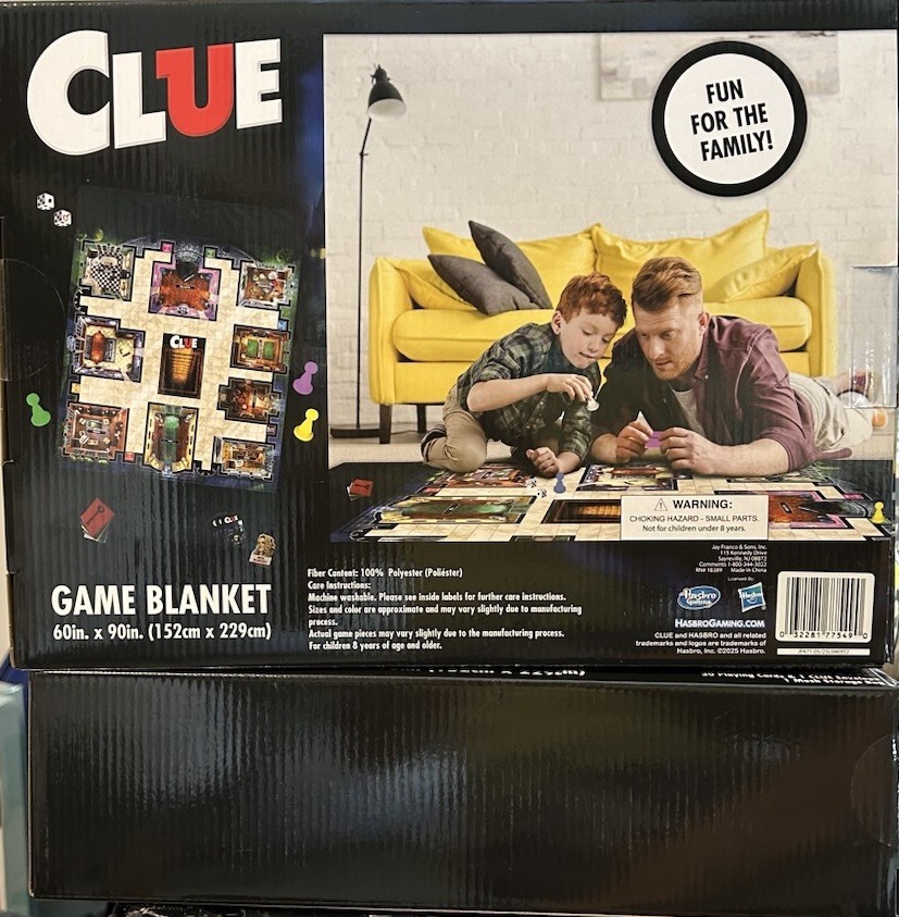 NEW SEALED Clue Game Blanket 60” X 90” 2025 by Hasbro FAMILY FUN FREE SHIPPING