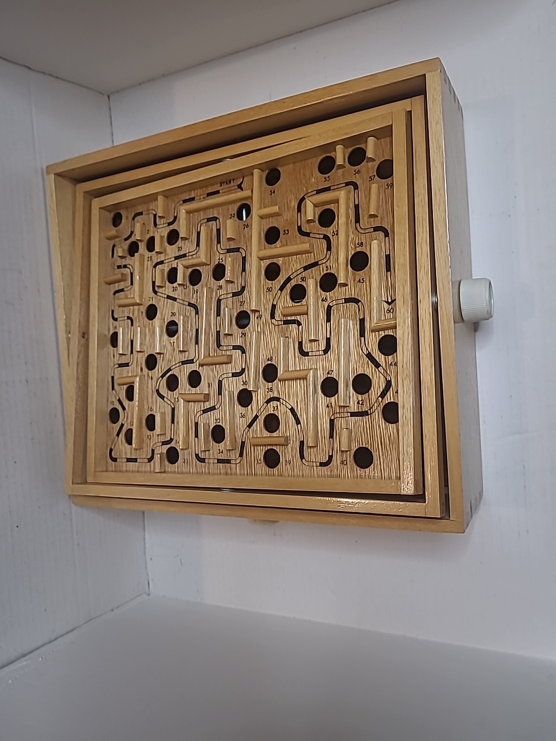 Vtg 80s Labyrinth Wooden Steel Ball Marble Tilting Maze Puzzle Game Roll-A-Maze