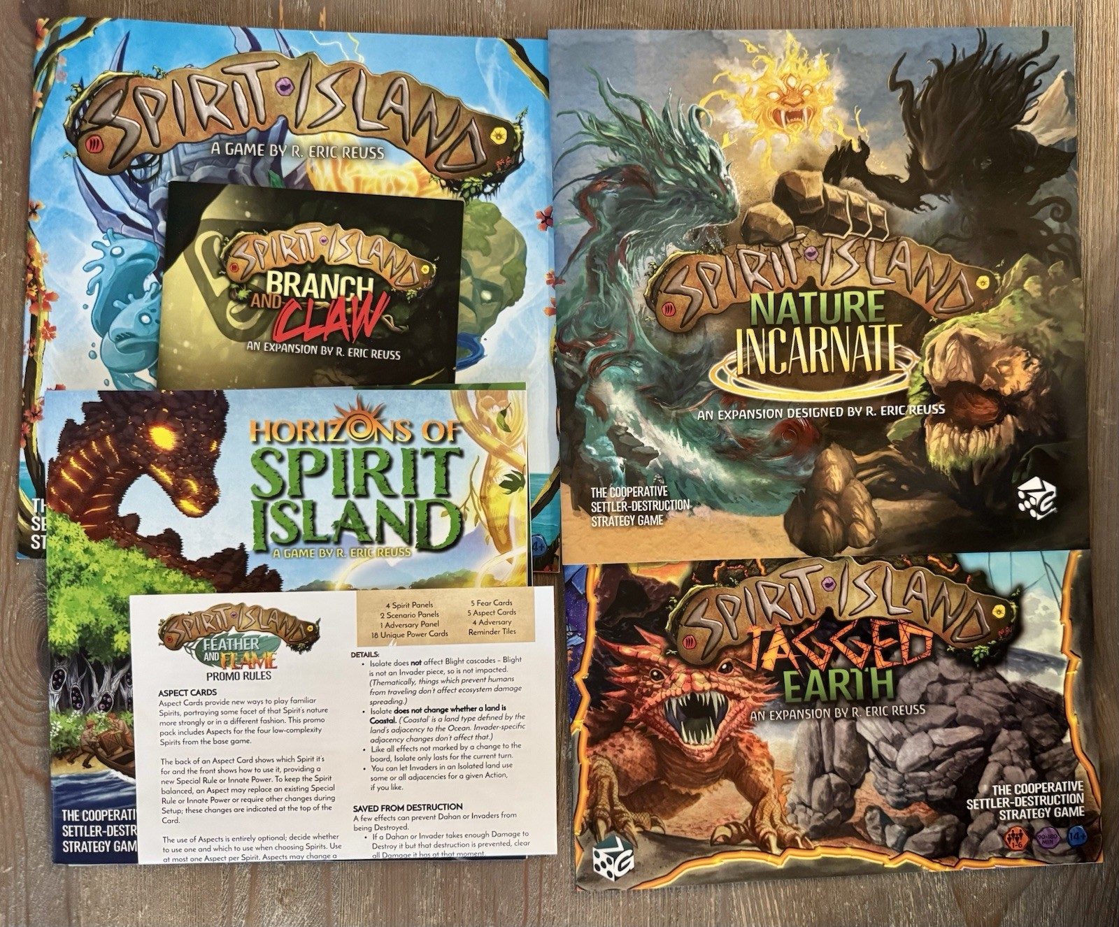 Spirit Island Board Game Lot 5 exp Branch Claw Jagged Earth ++ Premium Tokens
