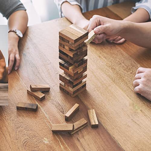 KS Tumbling Tower Game 72 Piece Challenging Building Blocks Wood Stacking