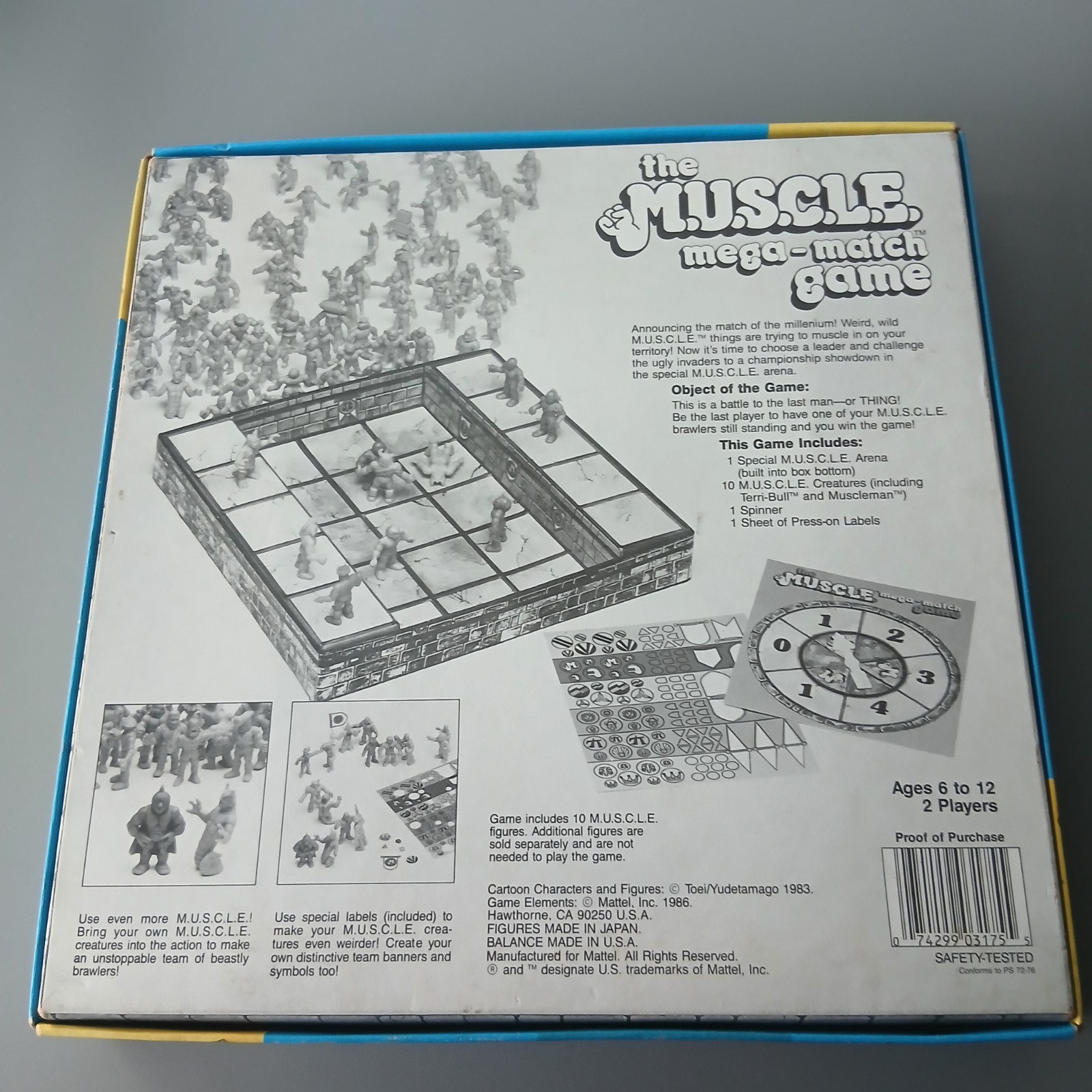 Vintage Mattel M.U.S.C.L.E Mega Match Game 1983 Arena w Figures Box Incomplete