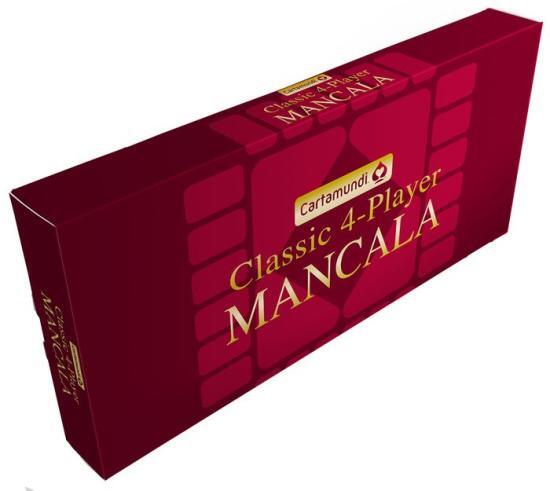 Mancala Multi Player Cartamundi Wood Folding Set with 48 Colorful Glass Beads