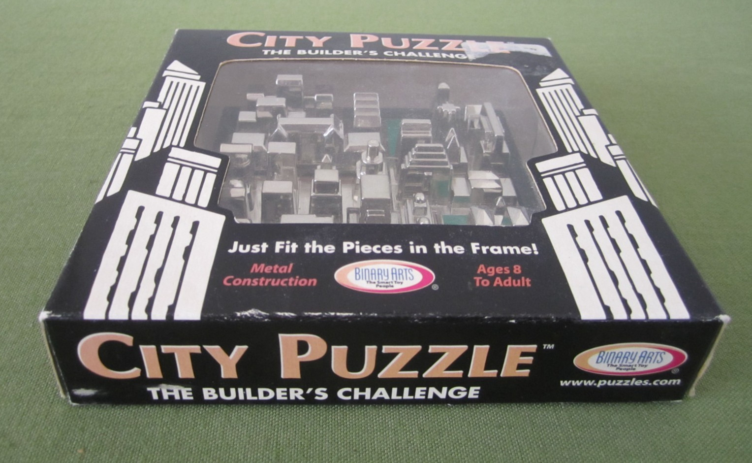 Vintage 2002 Binary Arts CITY BUILDERS CHALLENGE Metal Puzzle Desk Toy Complete