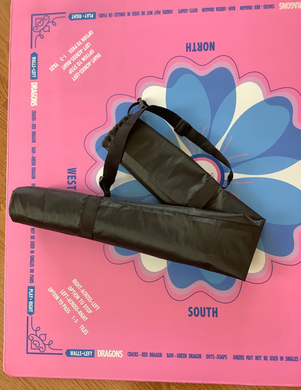 Mah Jongg Mat 32″ Square Rubber Pink/Blue/White with Black Carrying Pouch