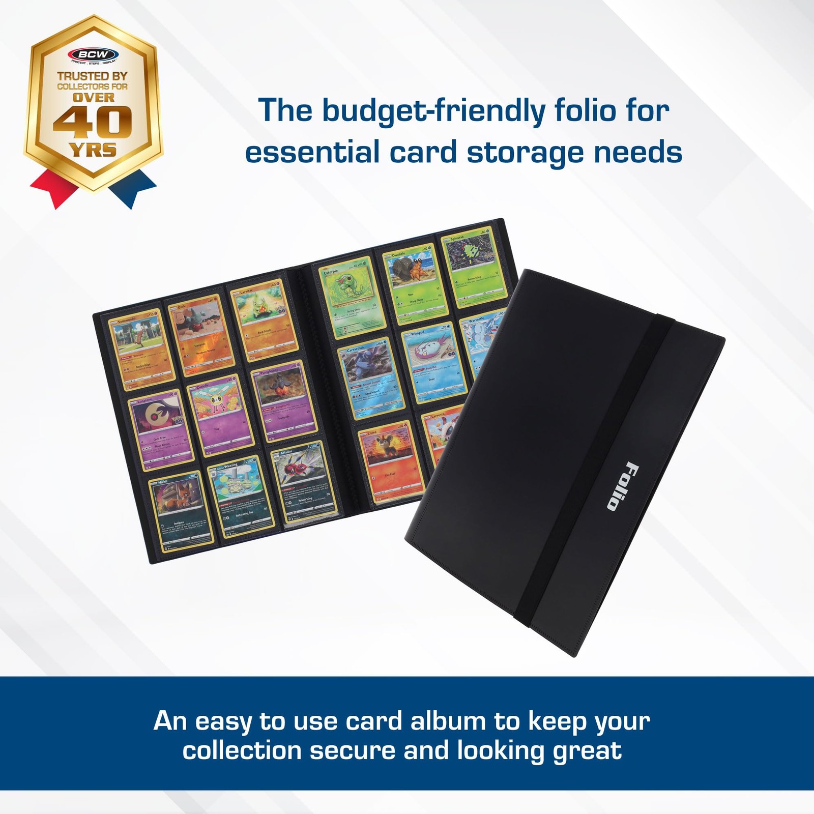 BCW Basics Folio 9-Pocket Card Album – Black | Archival 12×12 inches,