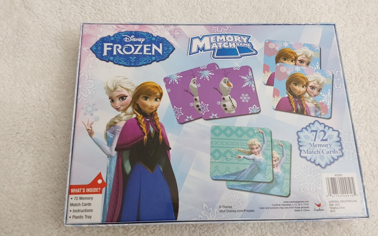 Disney Frozen Memory Match Game 72 Cards Instructions By Cardinal Elsa Anna Olaf