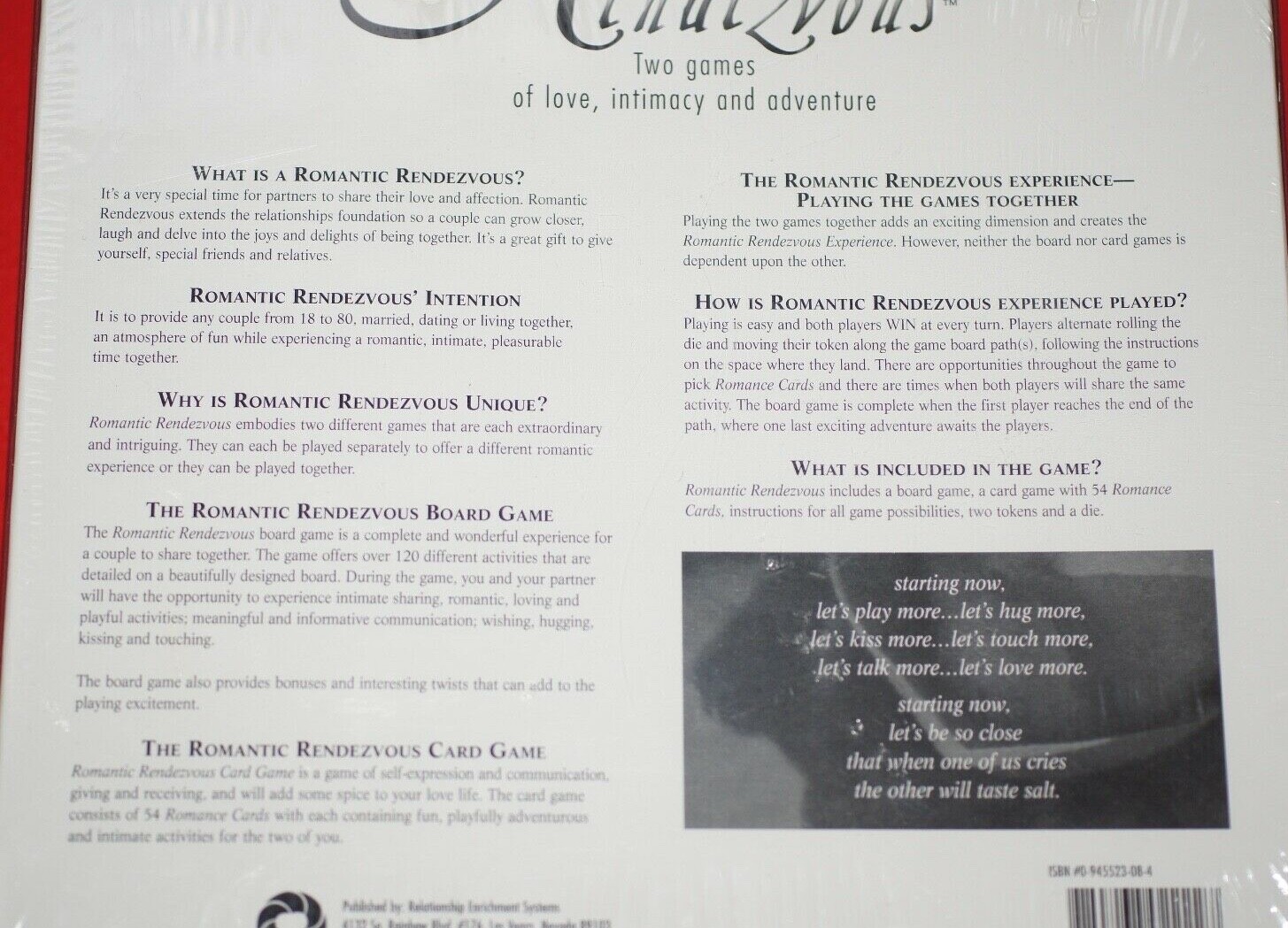 Romantic Rendezvous Adult Board Card Game Brand New Sealed