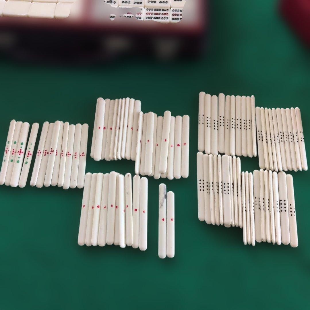 Mahjong Tile Set Bamboo Back Purple Hard Case