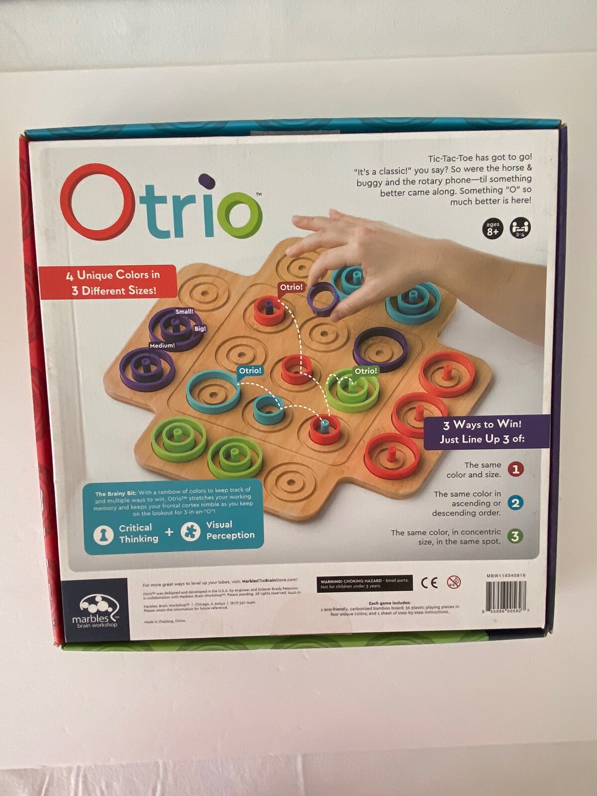 Otrio Wooden Board Game Complete Marbles Brain Workshop Complete Tic Tac Toe Fun