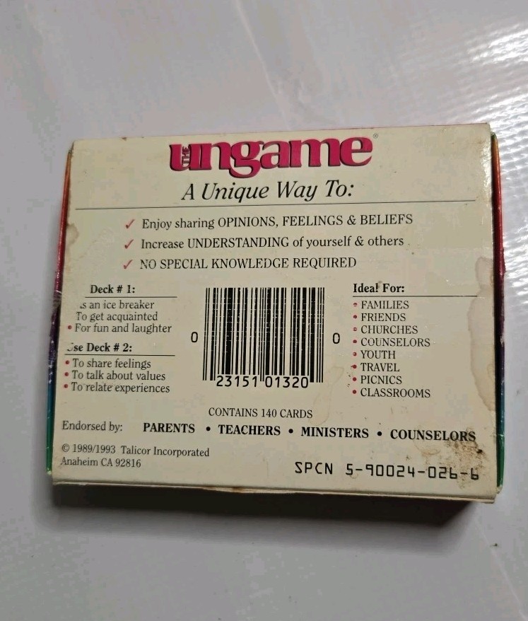 The Ungame All Ages Pocket Size Version – NEW 1989 Vintage