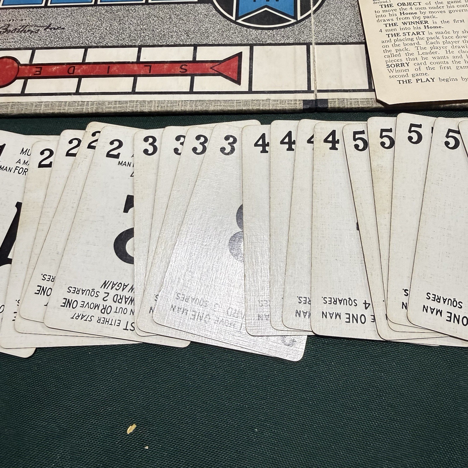 Vintage 1950 SORRY! Game Wood Pieces Cards Parker Brothers Original Board