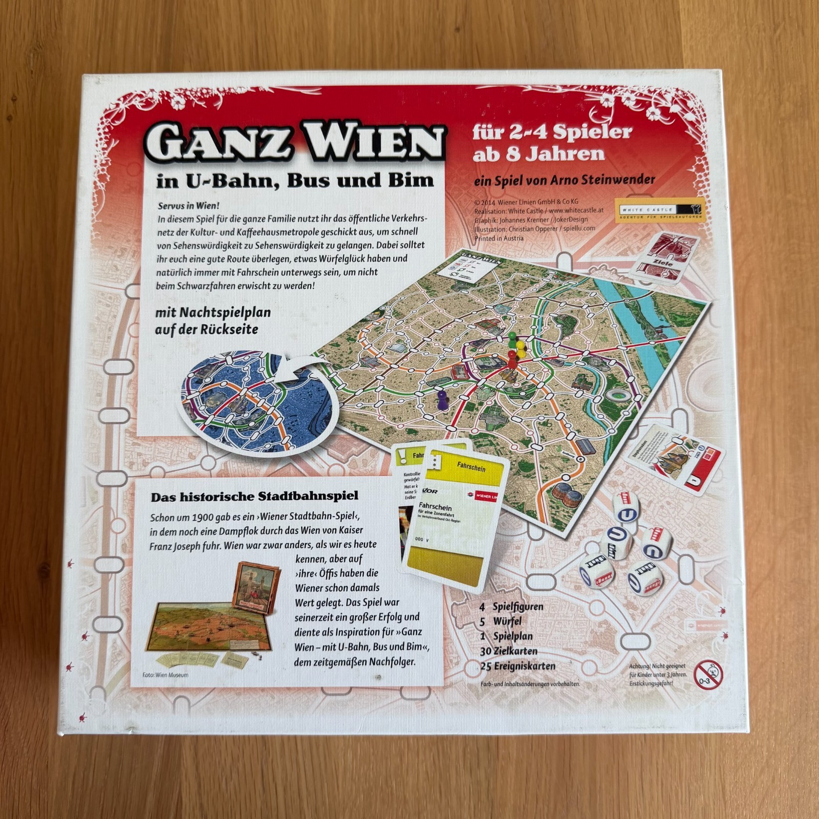 Ganz Wien in U-bahn, Bus, and Bim board game 2015 Wiener Linien