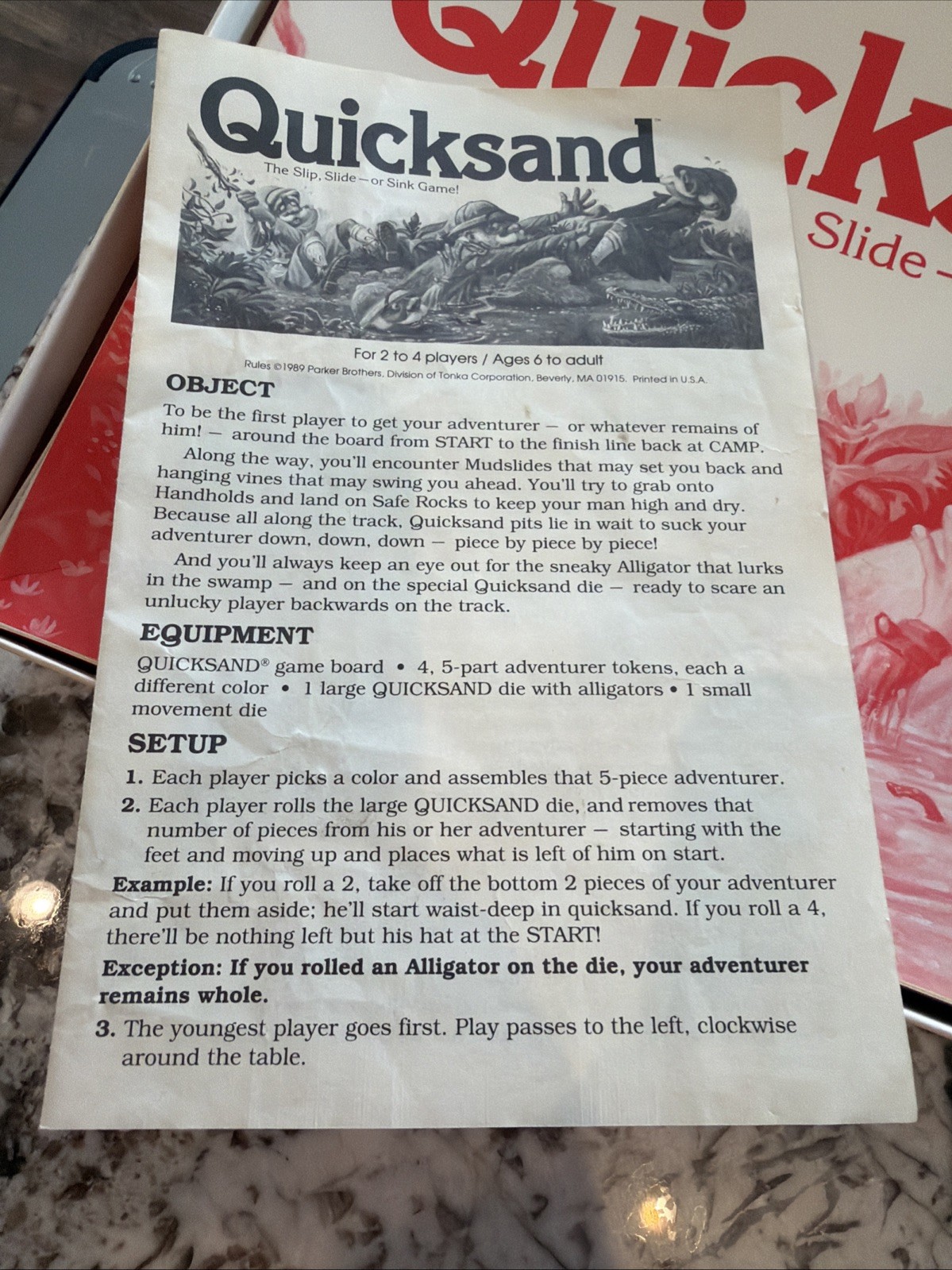 Quicksand The Slip, Slide or Sink Board Game Parker Brothers VTG 1989 Complete