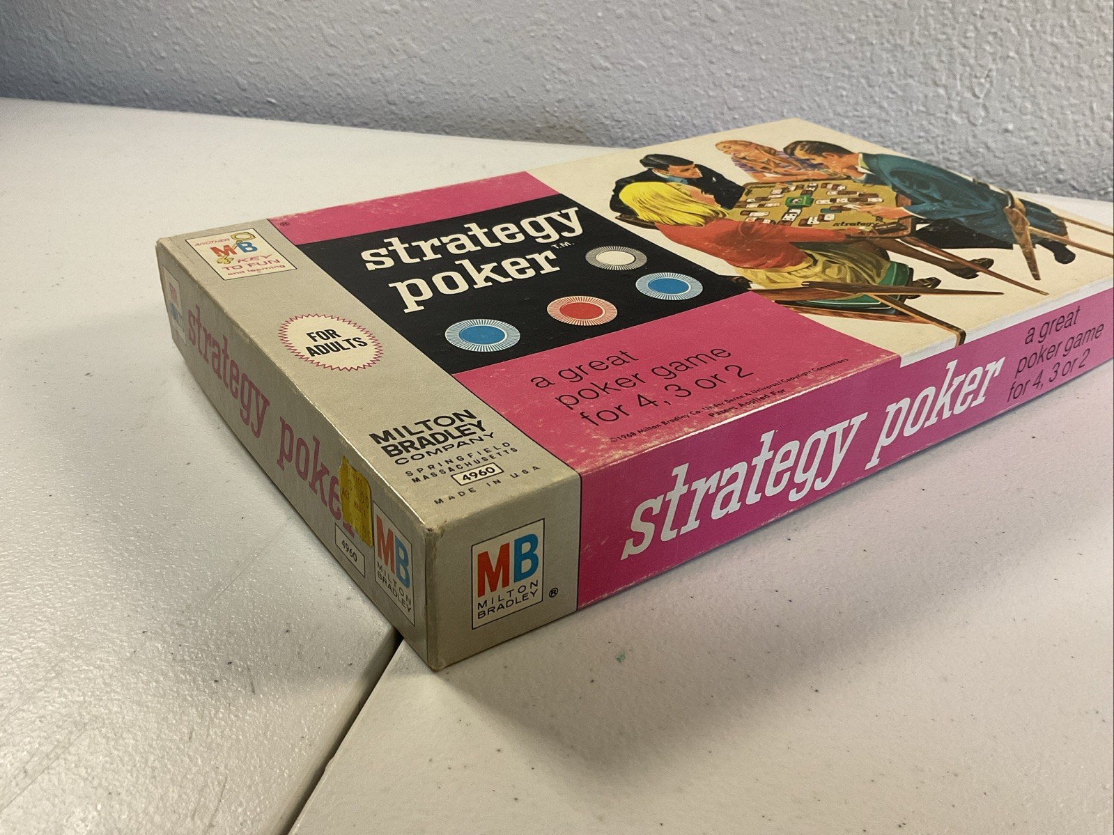 STRATEGY POKER Board Game (1967 Milton Bradley) — Complete in Box