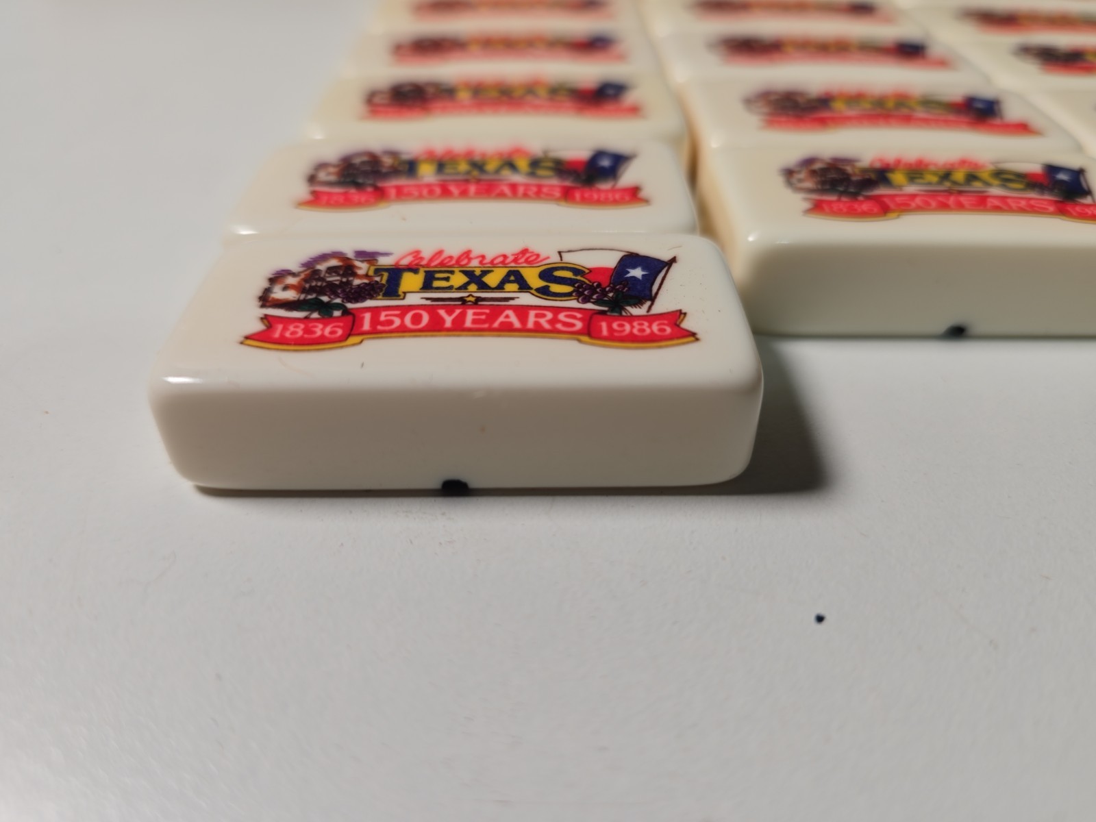 Vintage Super Thick Marblelike Dominoes Celebrate Texas 150 Years