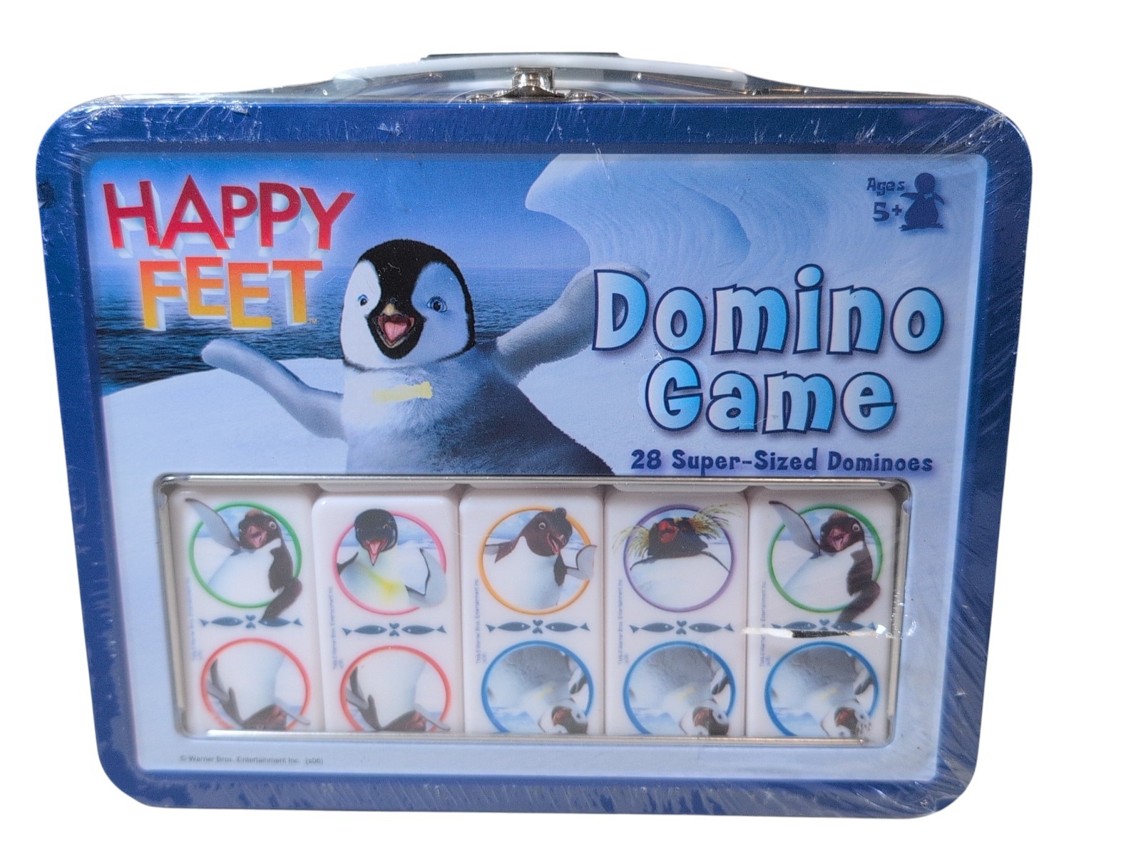 Happy Feet Domino Game Penguins 28 Super-Sized Pieces Lunch Box Case Sealed
