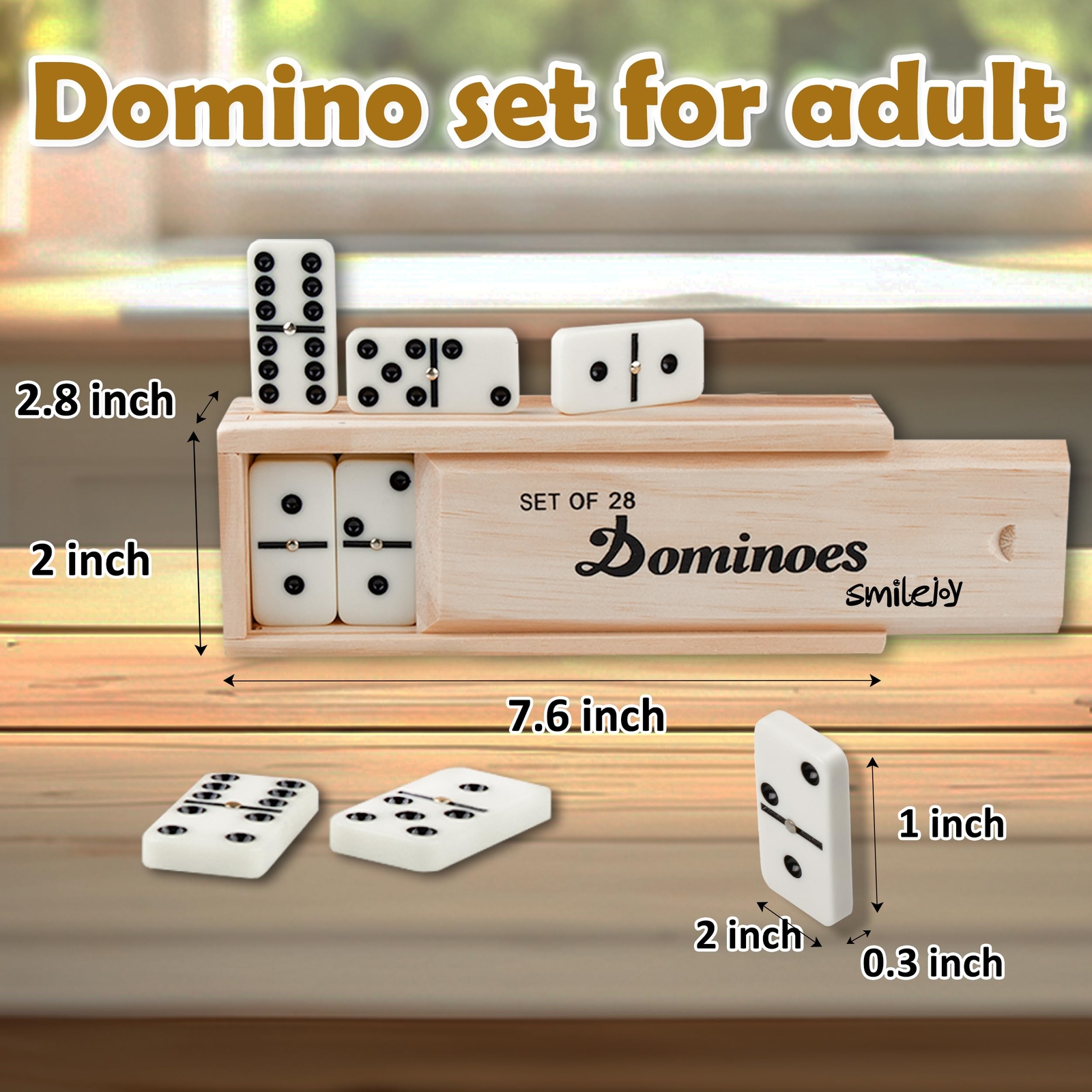 Dominoes Set for Adults Classic Board Games Double 6 Set in Wood Case