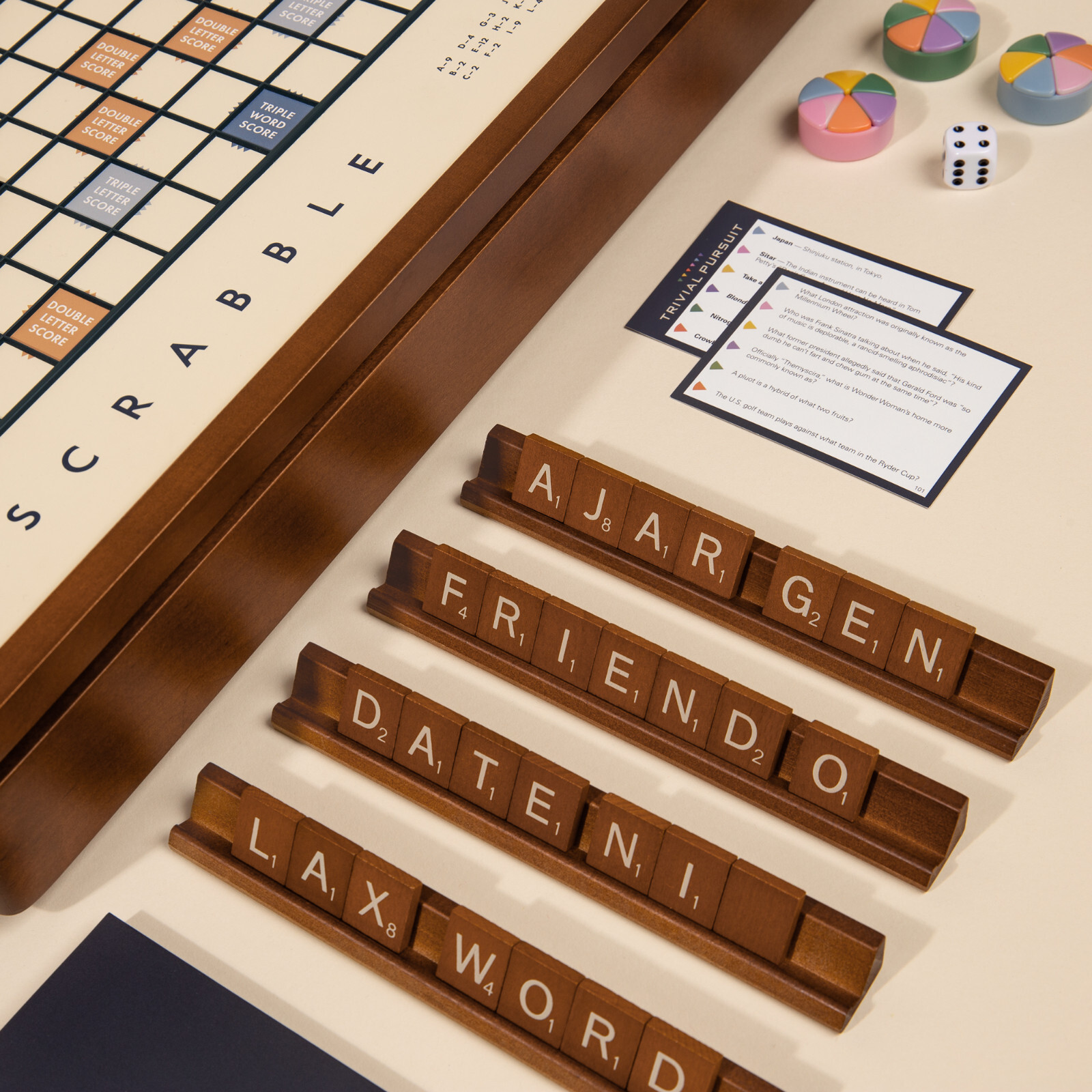 WS Game Co. 3-in-1 Premium Game Collection: Scrabble, Trivial Pursuit, Cribbage