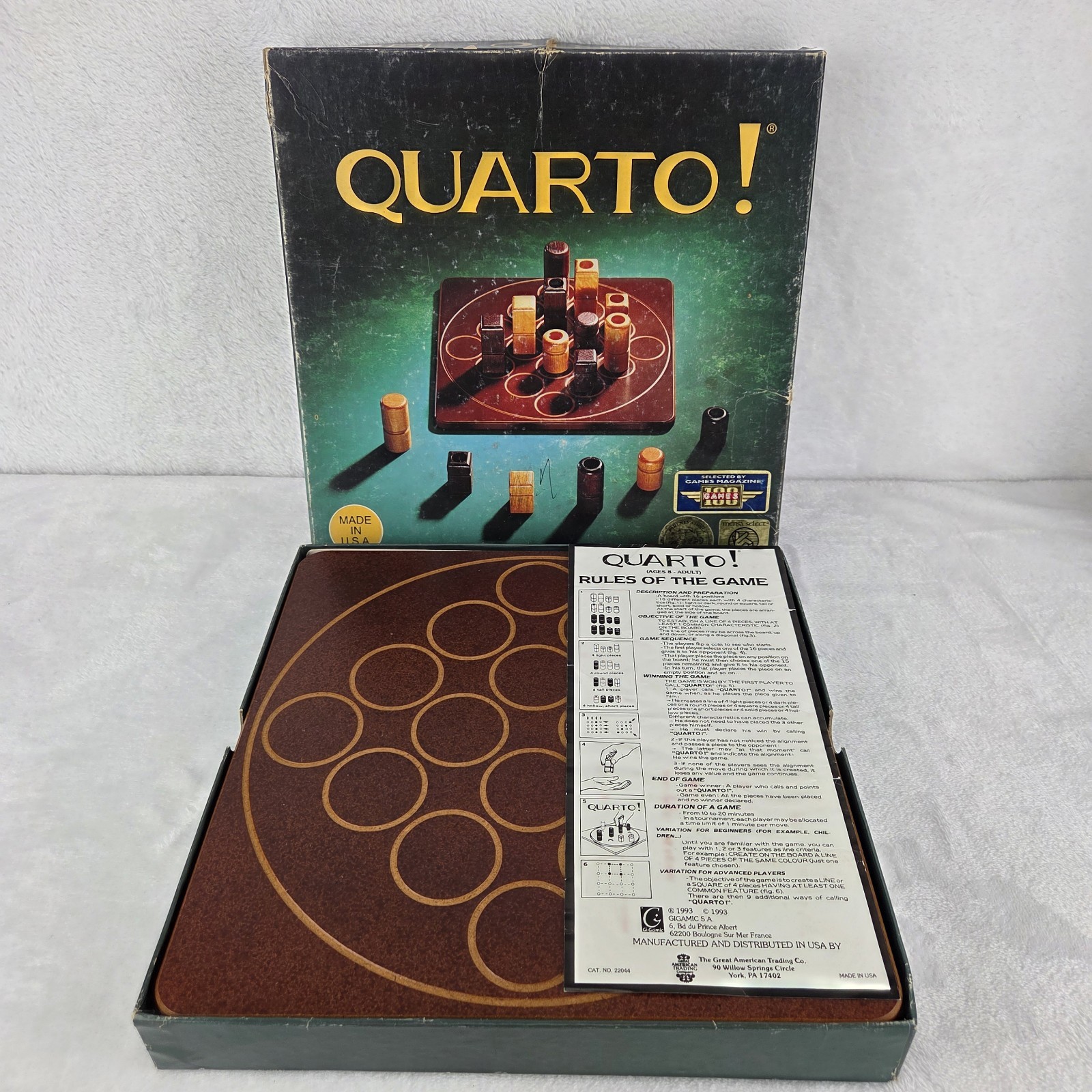Vintage 1993 Quarto Wooden Strategy Board Game Gigamic Complete Set