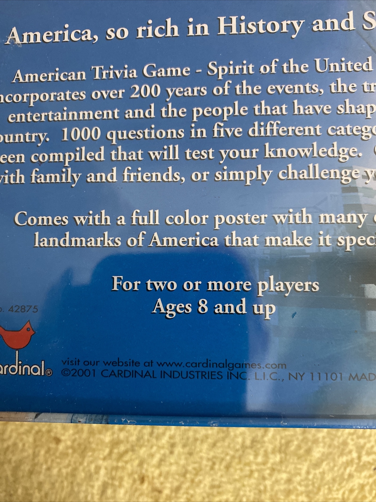 Cardinal American Trivia Game Spirit United States Metal Tin Educational Family