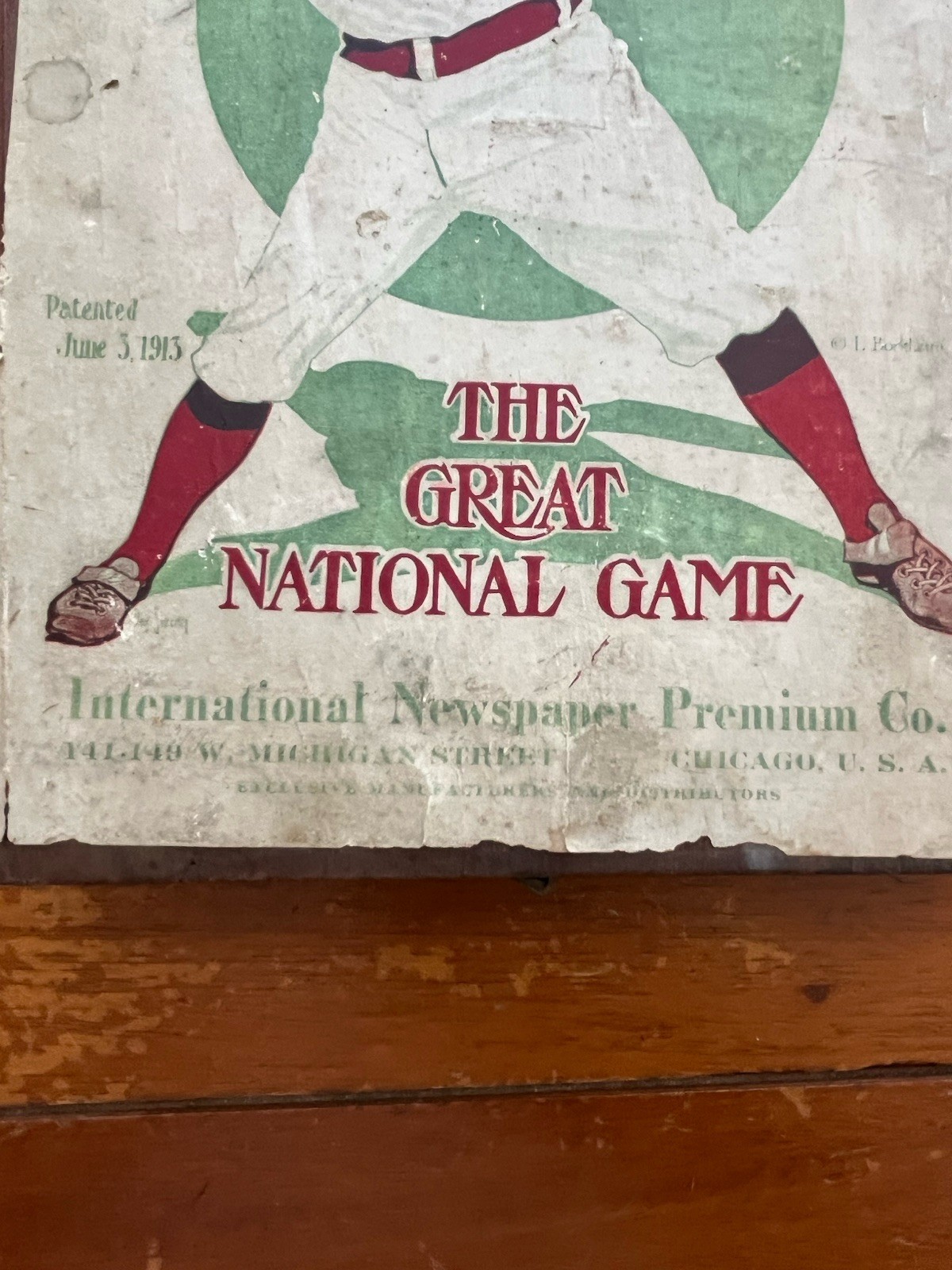 Vintage Rare 1913 Tin + Wood Home Diamond Baseball The Great National Game
