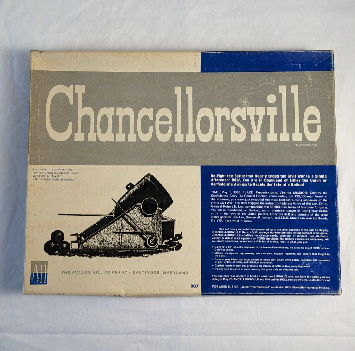 CHANCELLORSVILLE War Board Game COMPLETE Avalon Hill 1961