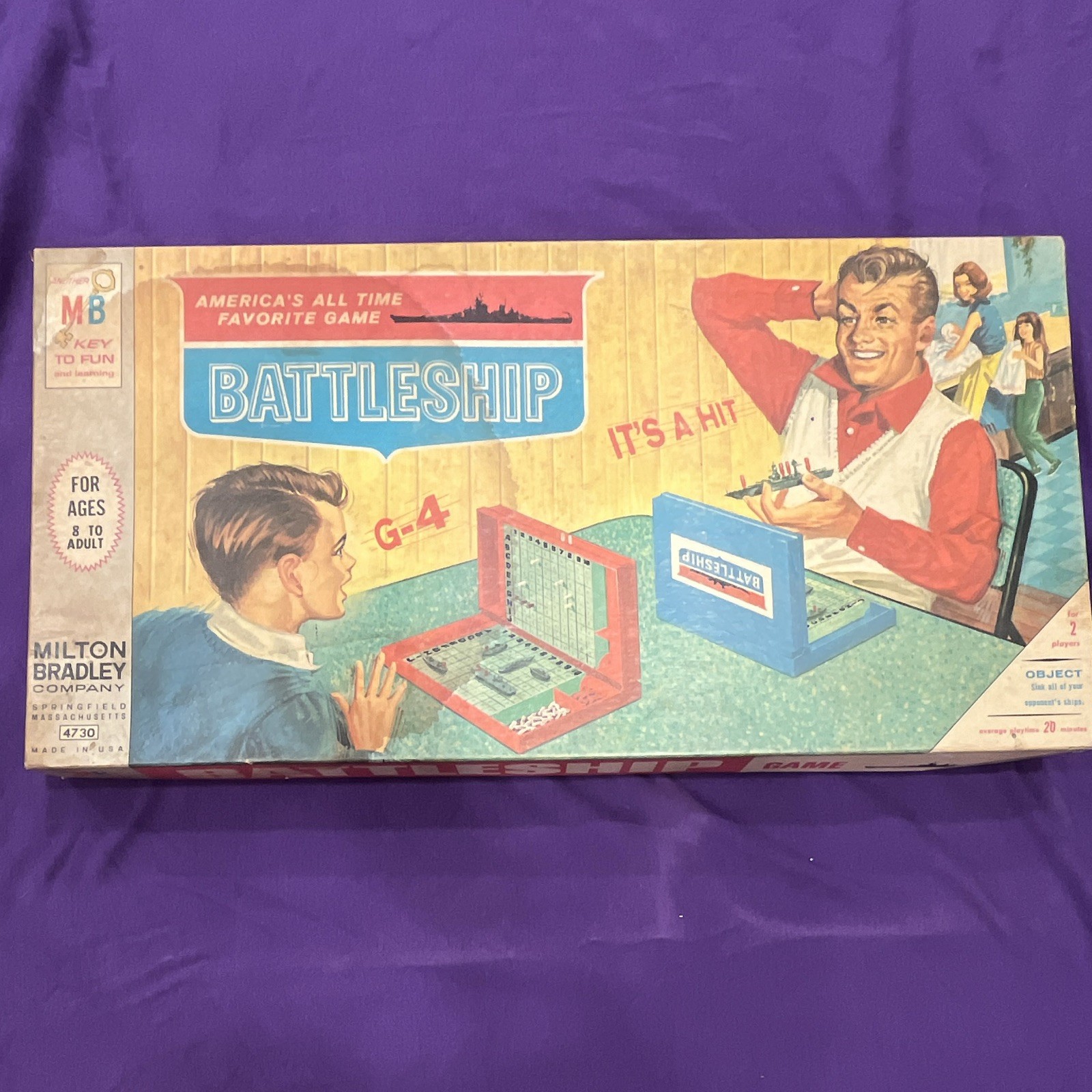 Vintage Battleship Board Game 1967 Milton Bradley 4730 w/ Original Box