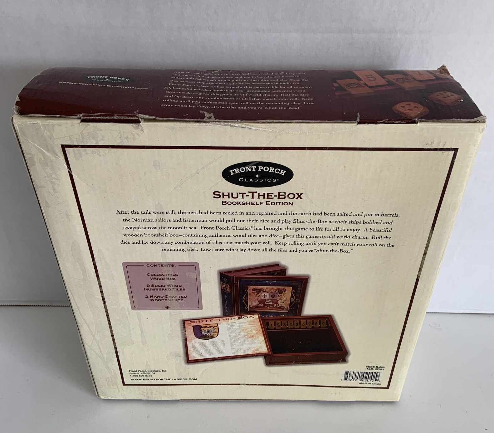 Shut The Box Wooden Bookshelf Edition Strategy Game Front Porch Classics
